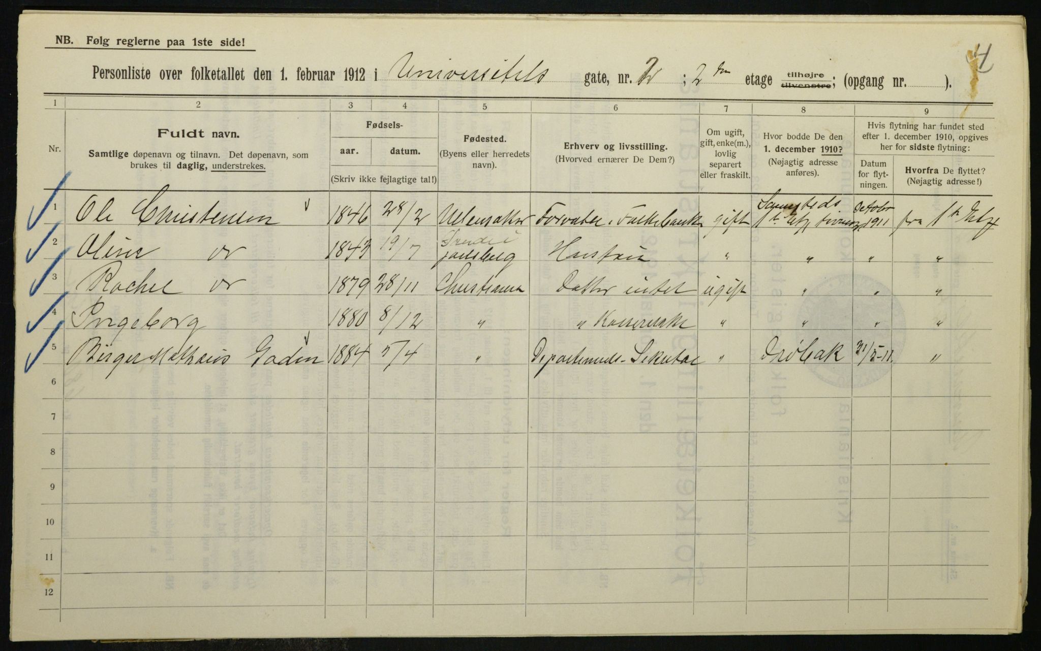 OBA, Municipal Census 1912 for Kristiania, 1912, p. 119921