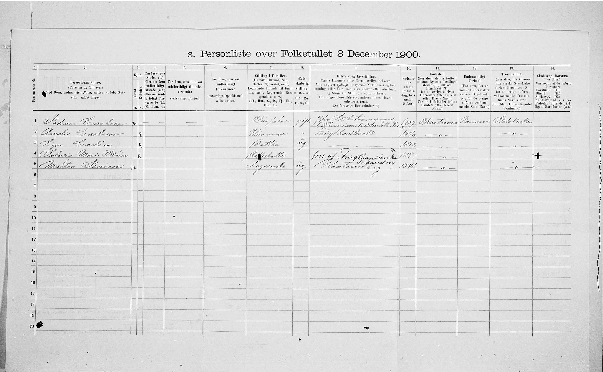SAO, 1900 census for Kristiania, 1900, p. 71598