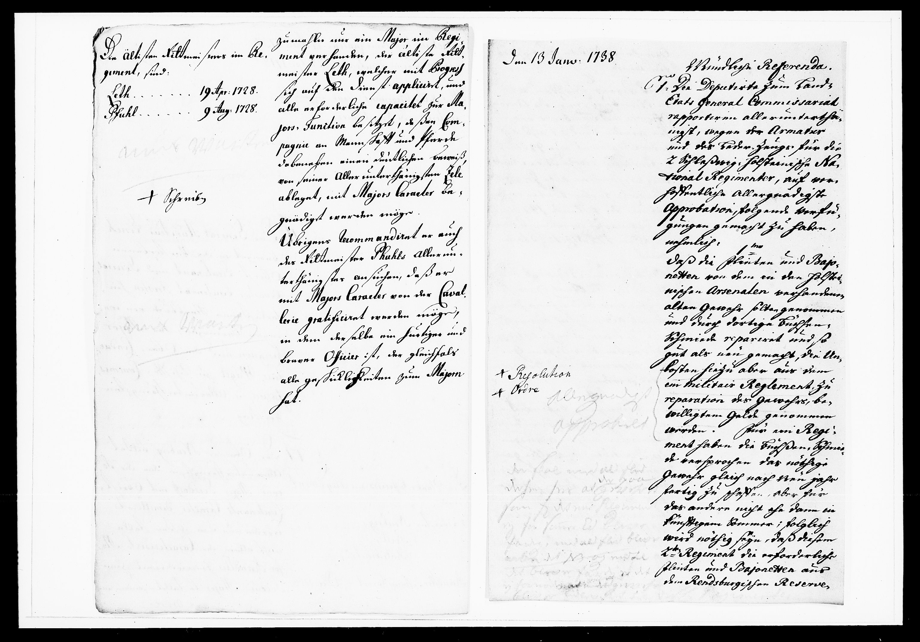 Krigskollegiet, Krigskancelliet, DRA/A-0006/-/1143-1150: Refererede sager, 1738, p. 10