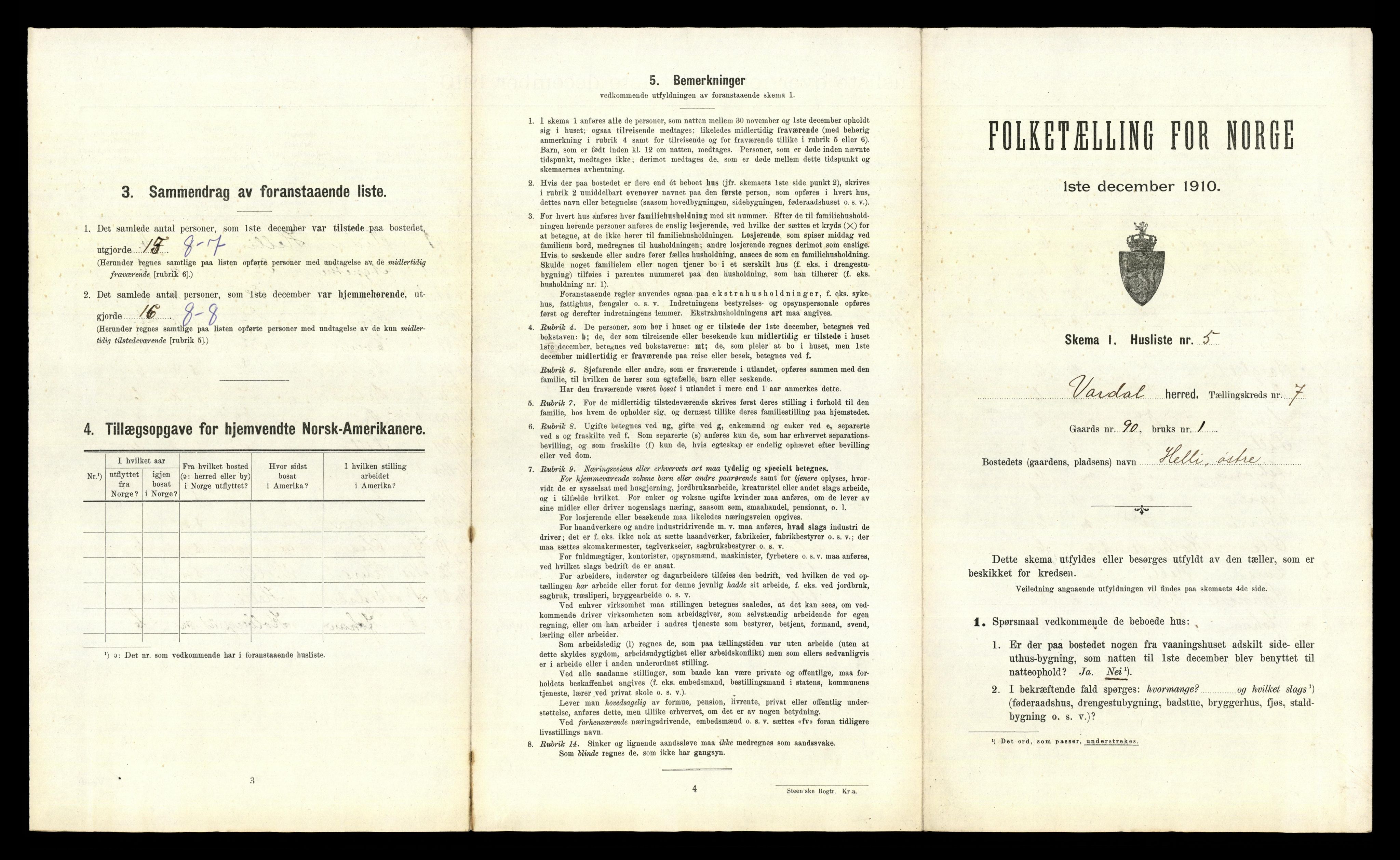 RA, 1910 census for Vardal, 1910, p. 840