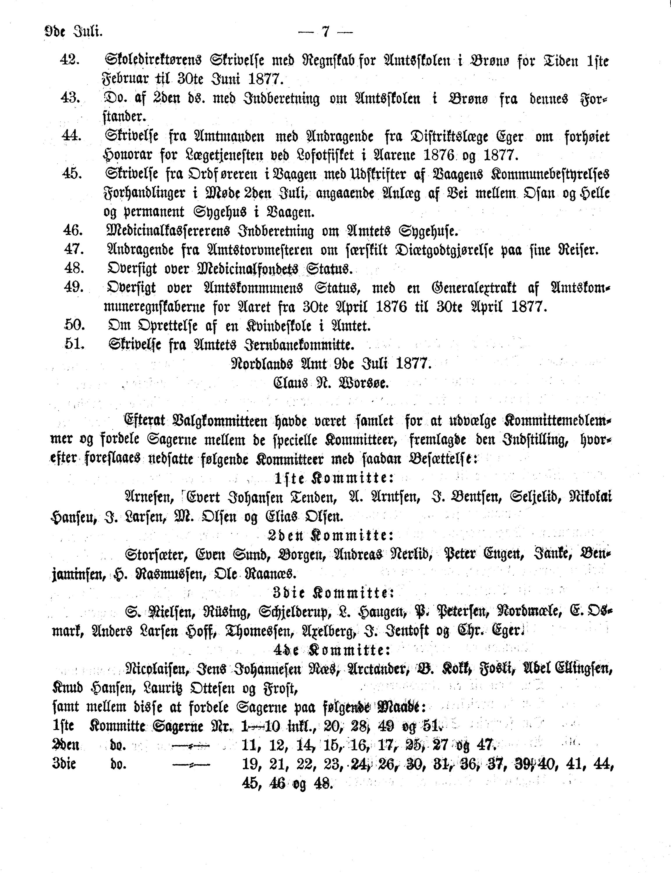 Nordland Fylkeskommune. Fylkestinget, AIN/NFK-17/176/A/Ac/L0011: Fylkestingsforhandlinger 1877, 1877