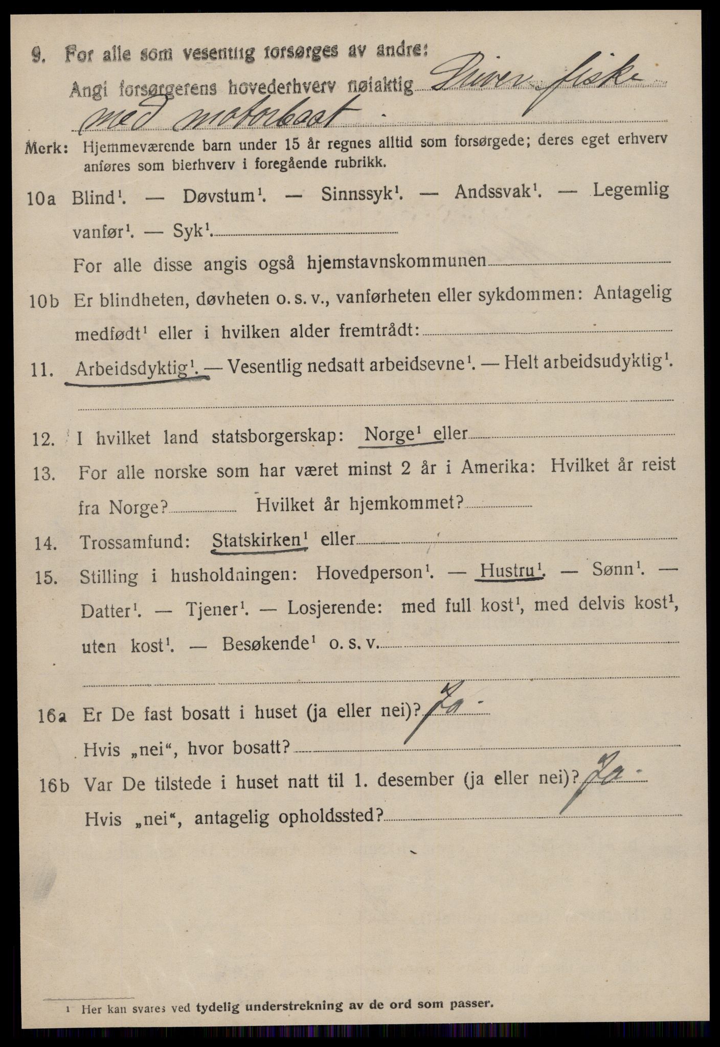 SAT, 1920 census for Hopen, 1920, p. 2009