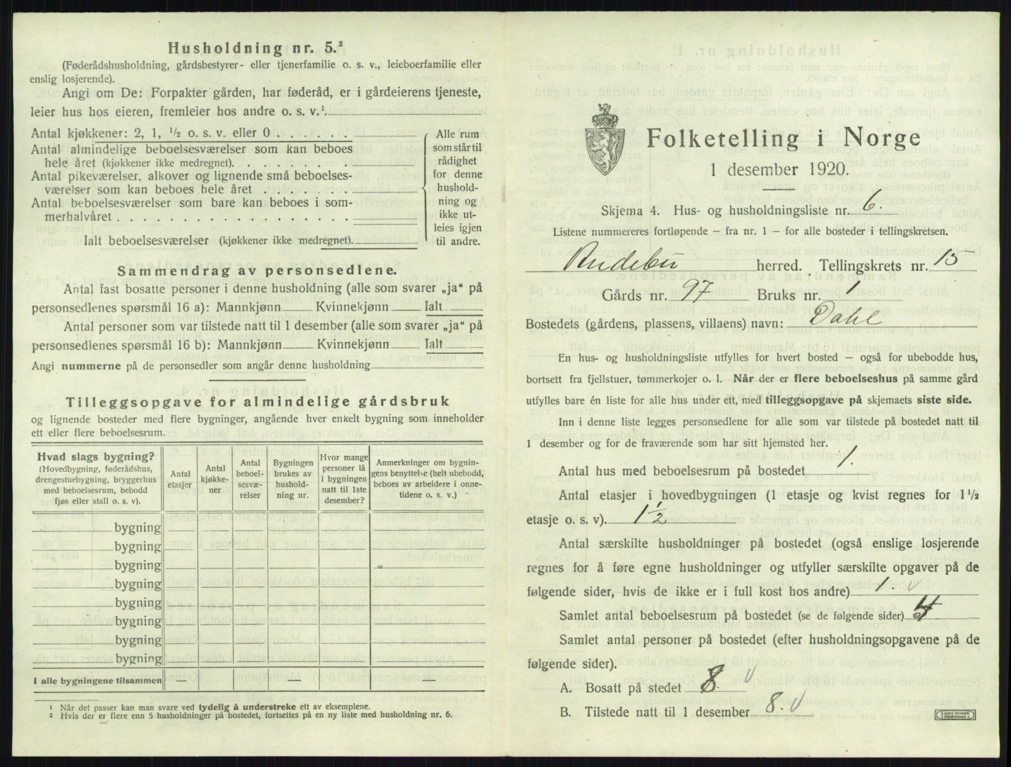 SAKO, 1920 census for Andebu, 1920, p. 849