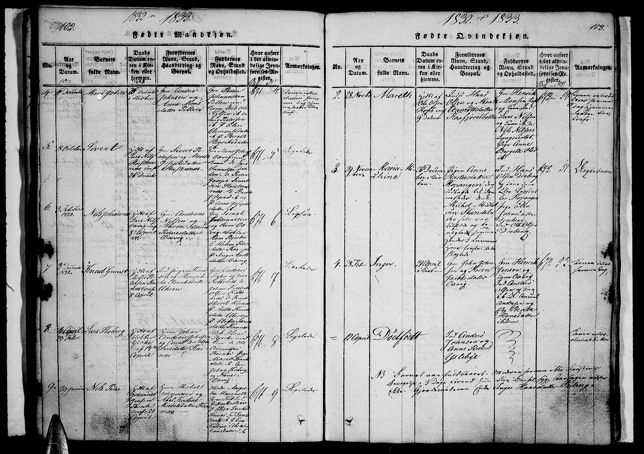 Lyngen sokneprestembete, AV/SATØ-S-1289/H/He/Heb/L0001klokker: Parish register (copy) no. 1, 1826-1838, p. 102-103