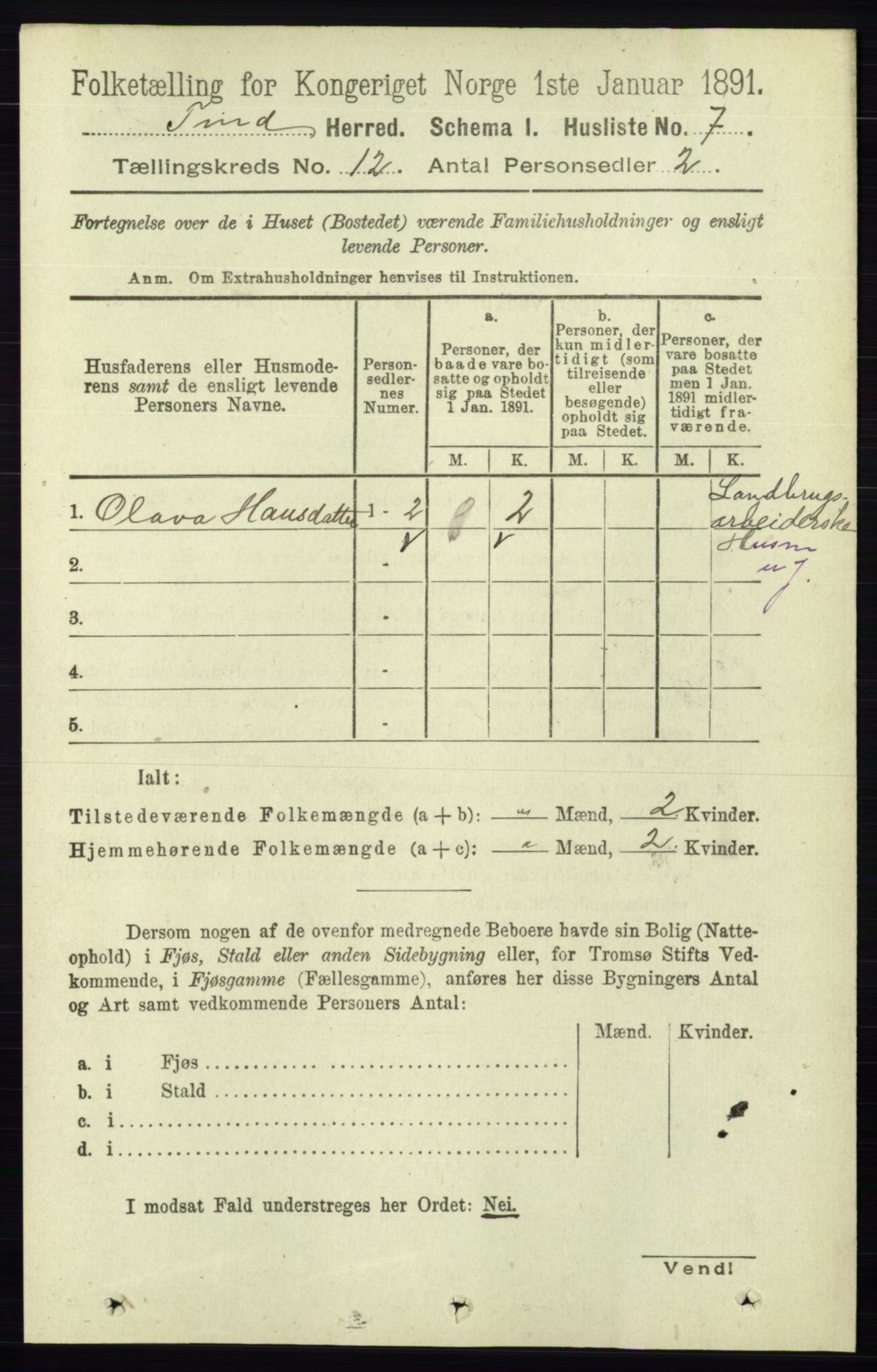 RA, 1891 census for 0826 Tinn, 1891, p. 2269