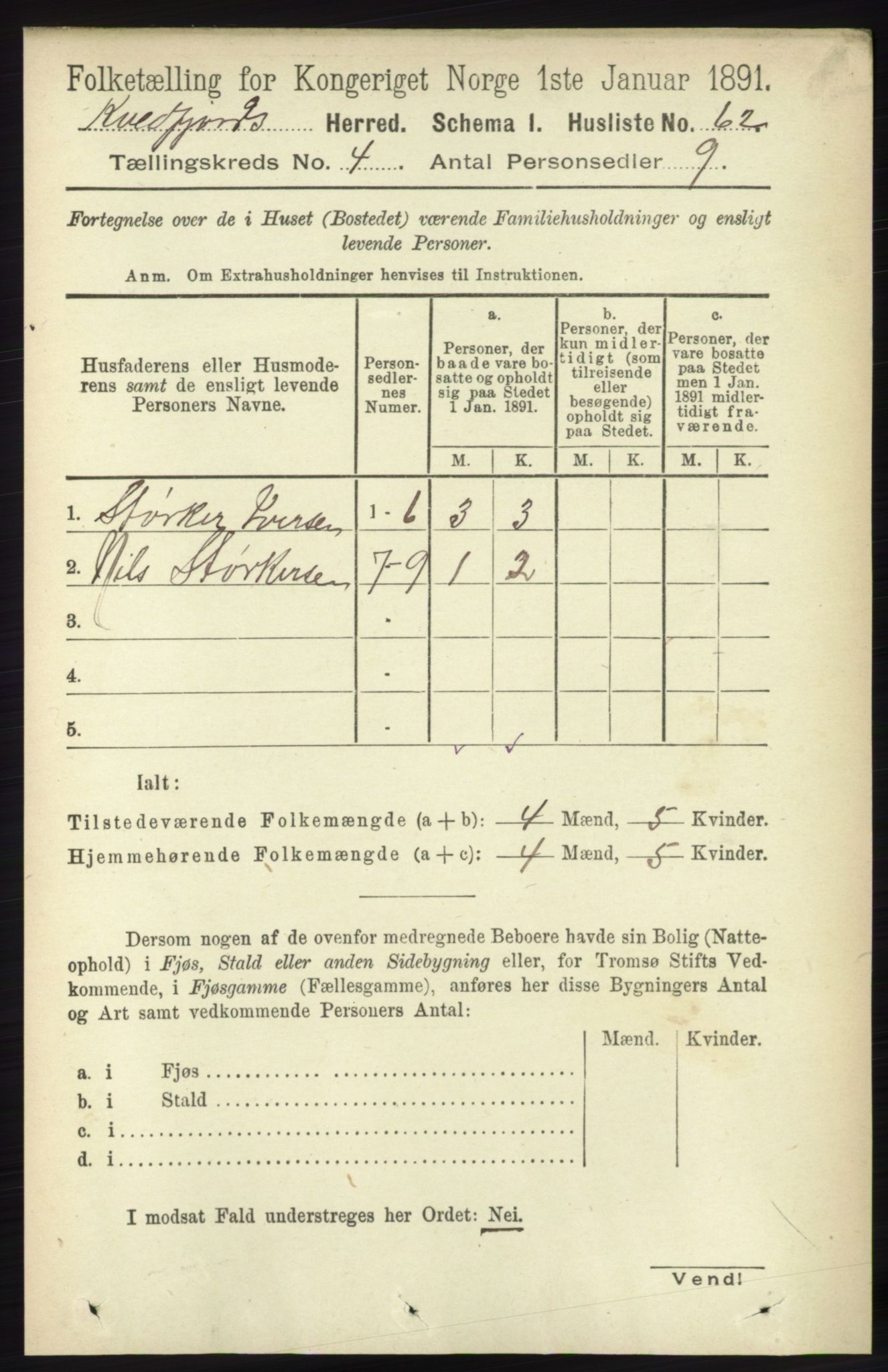 RA, 1891 census for 1911 Kvæfjord, 1891, p. 1811