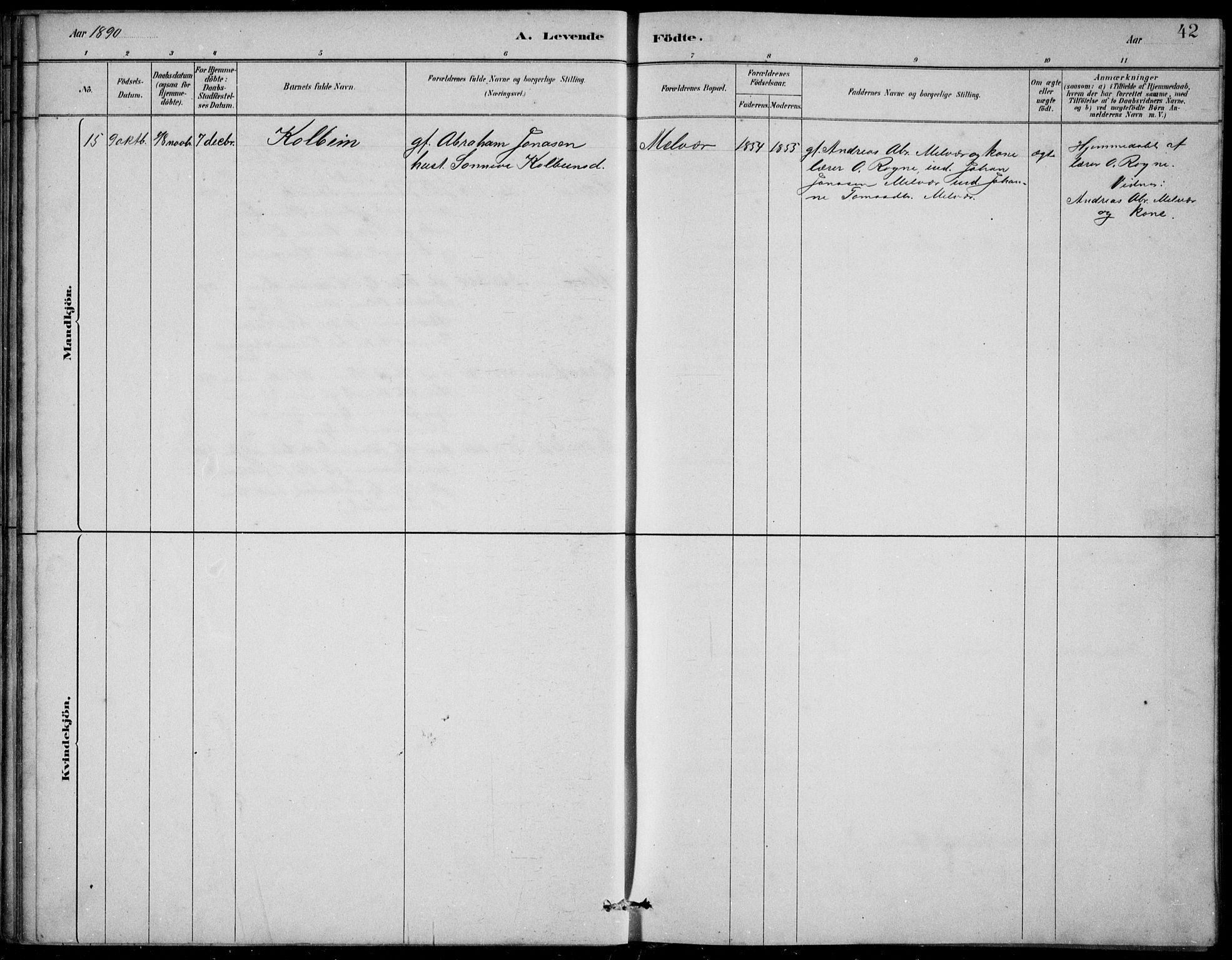 Askvoll sokneprestembete, AV/SAB-A-79501/H/Hab/Habb/L0001: Parish register (copy) no. B 1, 1879-1909, p. 42