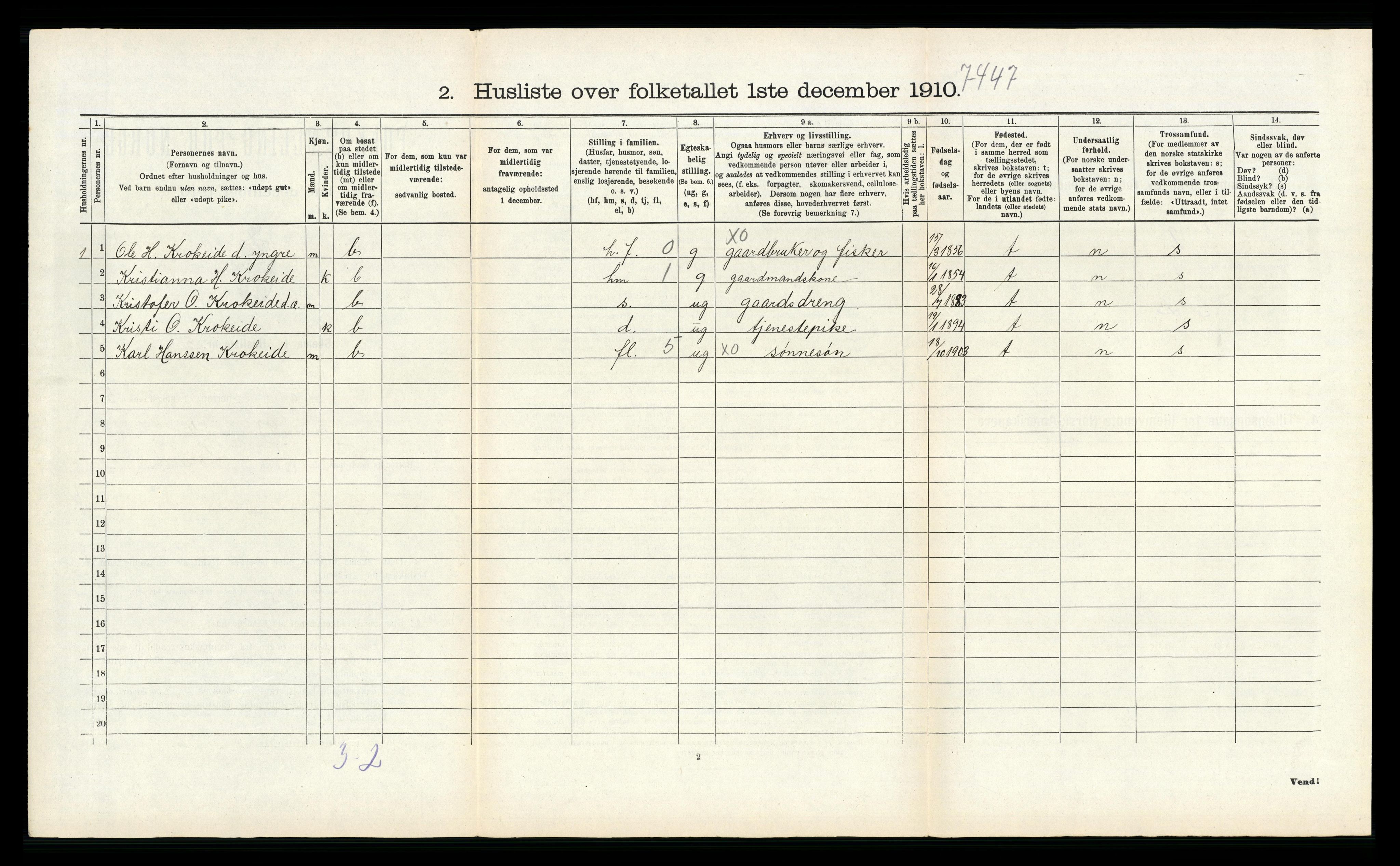 RA, 1910 census for Fana, 1910, p. 556