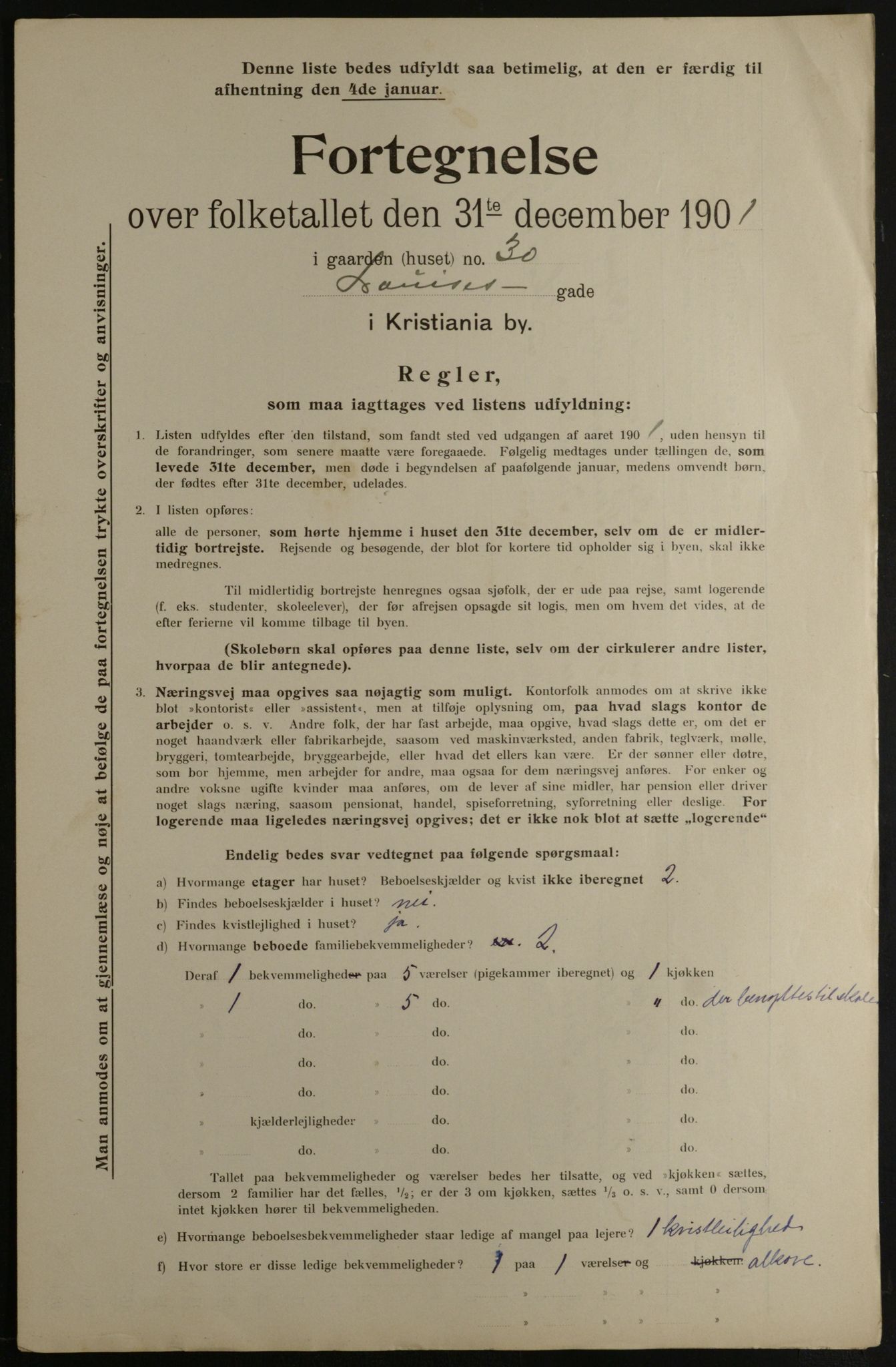 OBA, Municipal Census 1901 for Kristiania, 1901, p. 9038