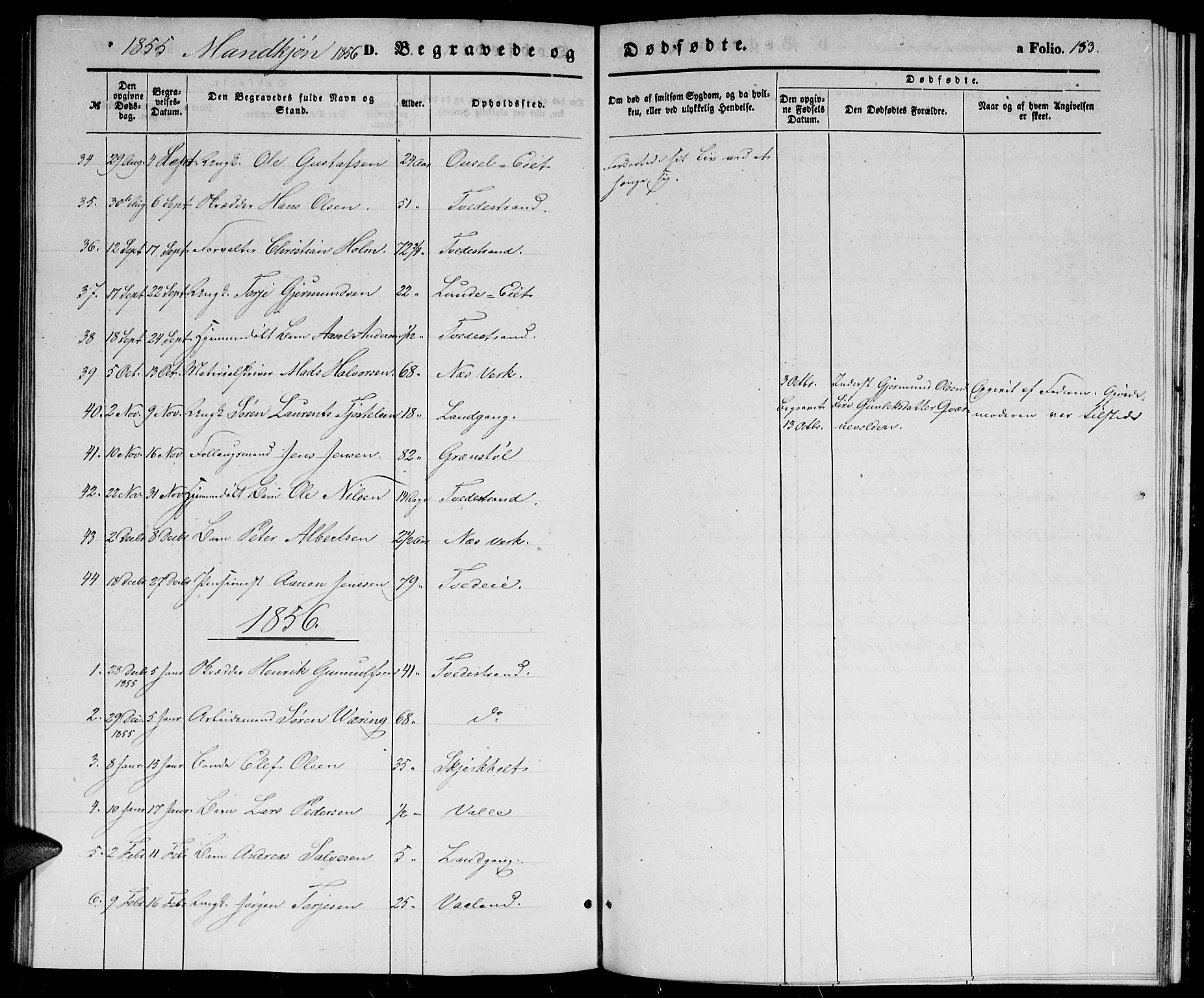 Holt sokneprestkontor, AV/SAK-1111-0021/F/Fb/L0007: Parish register (copy) no. B 7, 1849-1858, p. 153