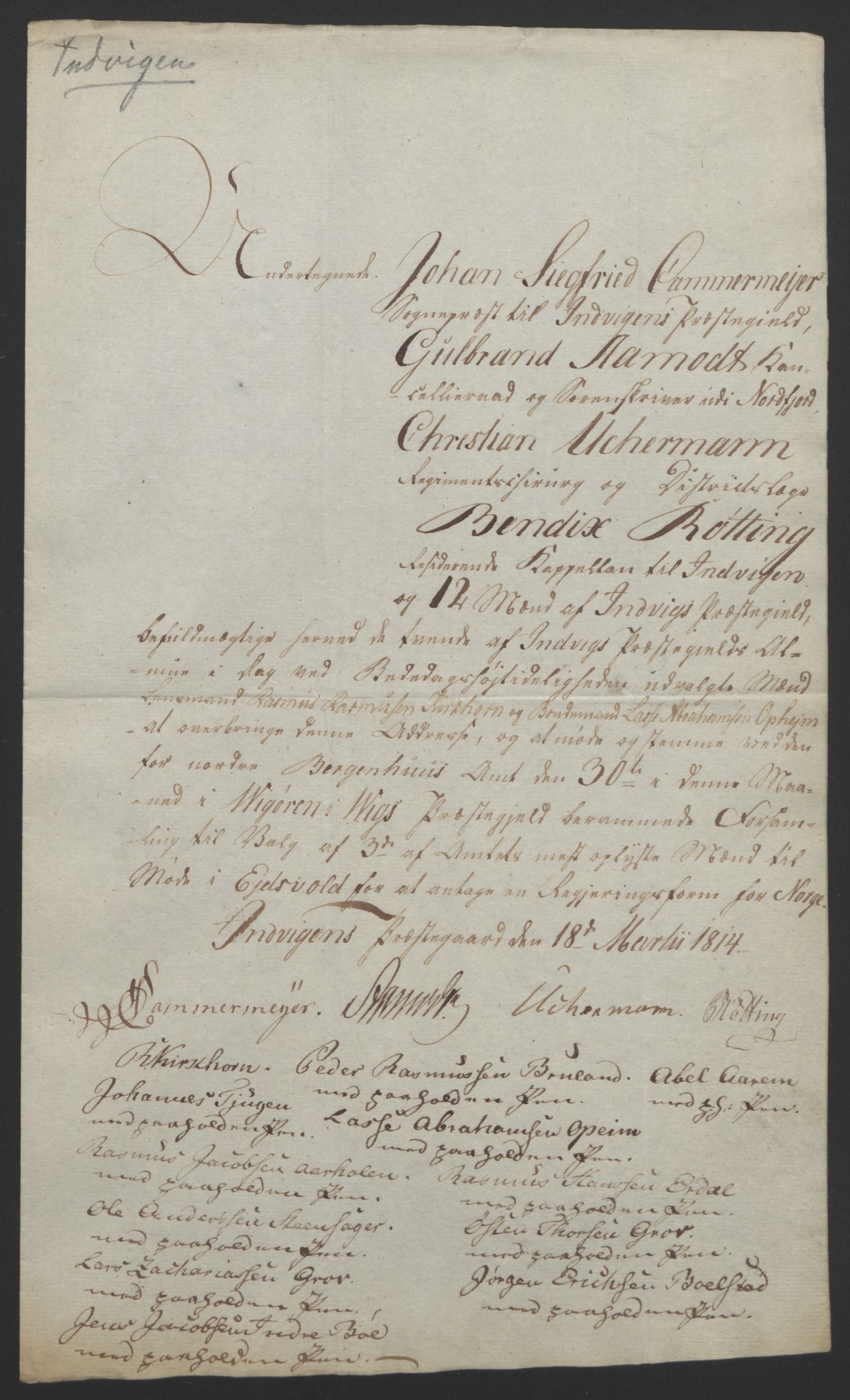 Statsrådssekretariatet, RA/S-1001/D/Db/L0008: Fullmakter for Eidsvollsrepresentantene i 1814. , 1814, p. 328