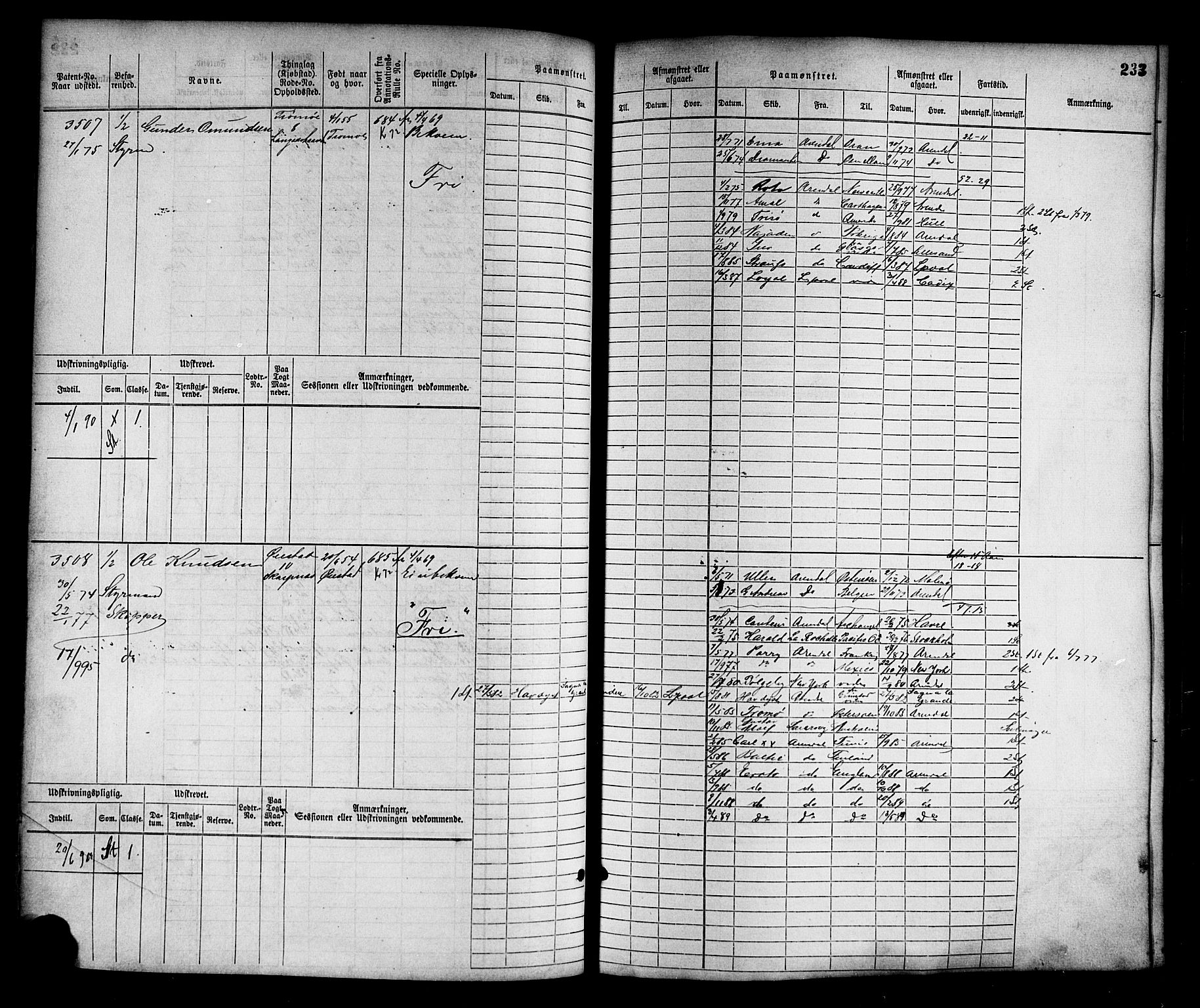 Arendal mønstringskrets, AV/SAK-2031-0012/F/Fb/L0014: Hovedrulle nr 3045-3806, S-12, 1868-1900, p. 238