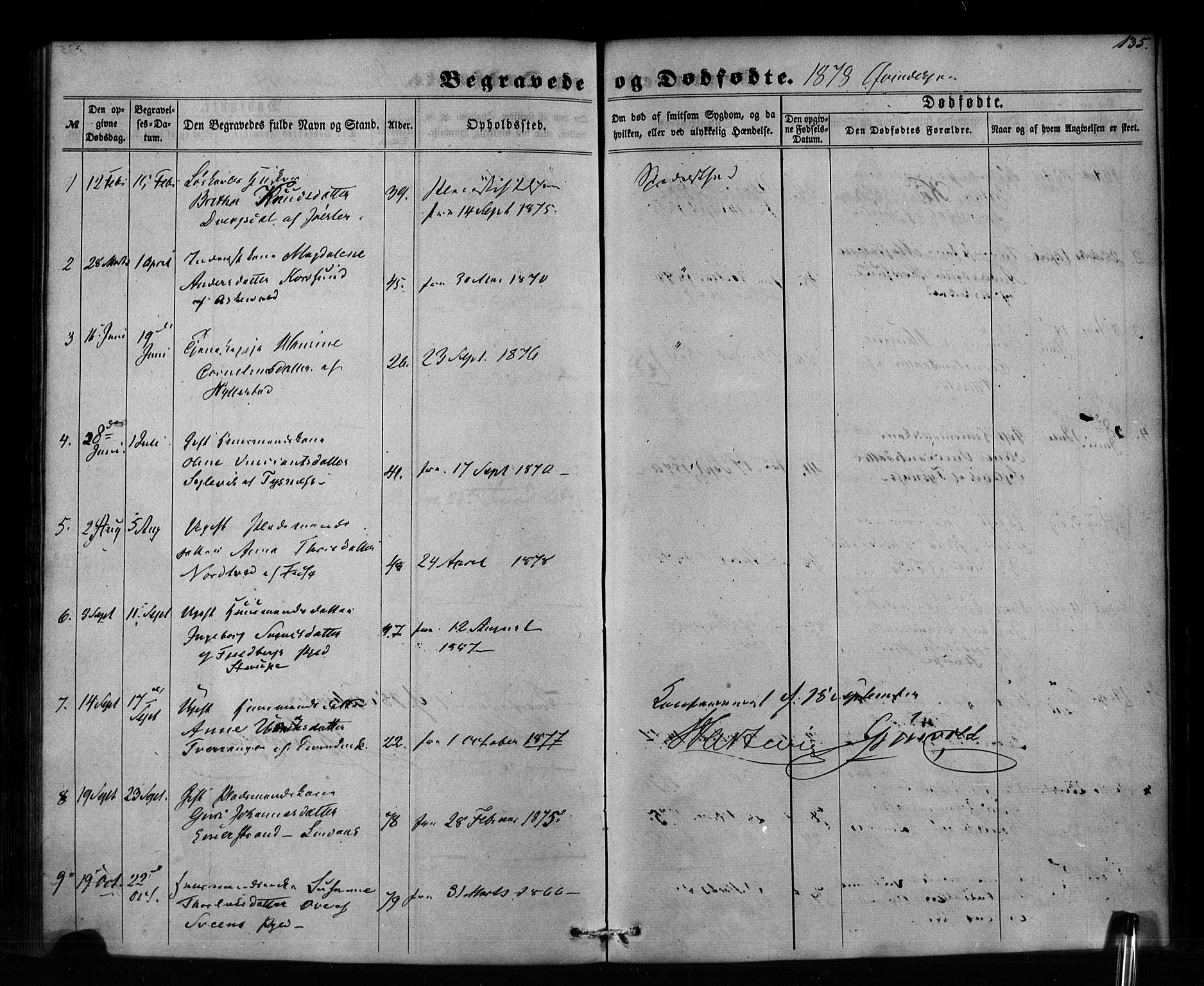 Pleiestiftelsen nr. 1 for spedalske sokneprestembete*, SAB/-: Parish register (official) no. A 1, 1859-1886, p. 135