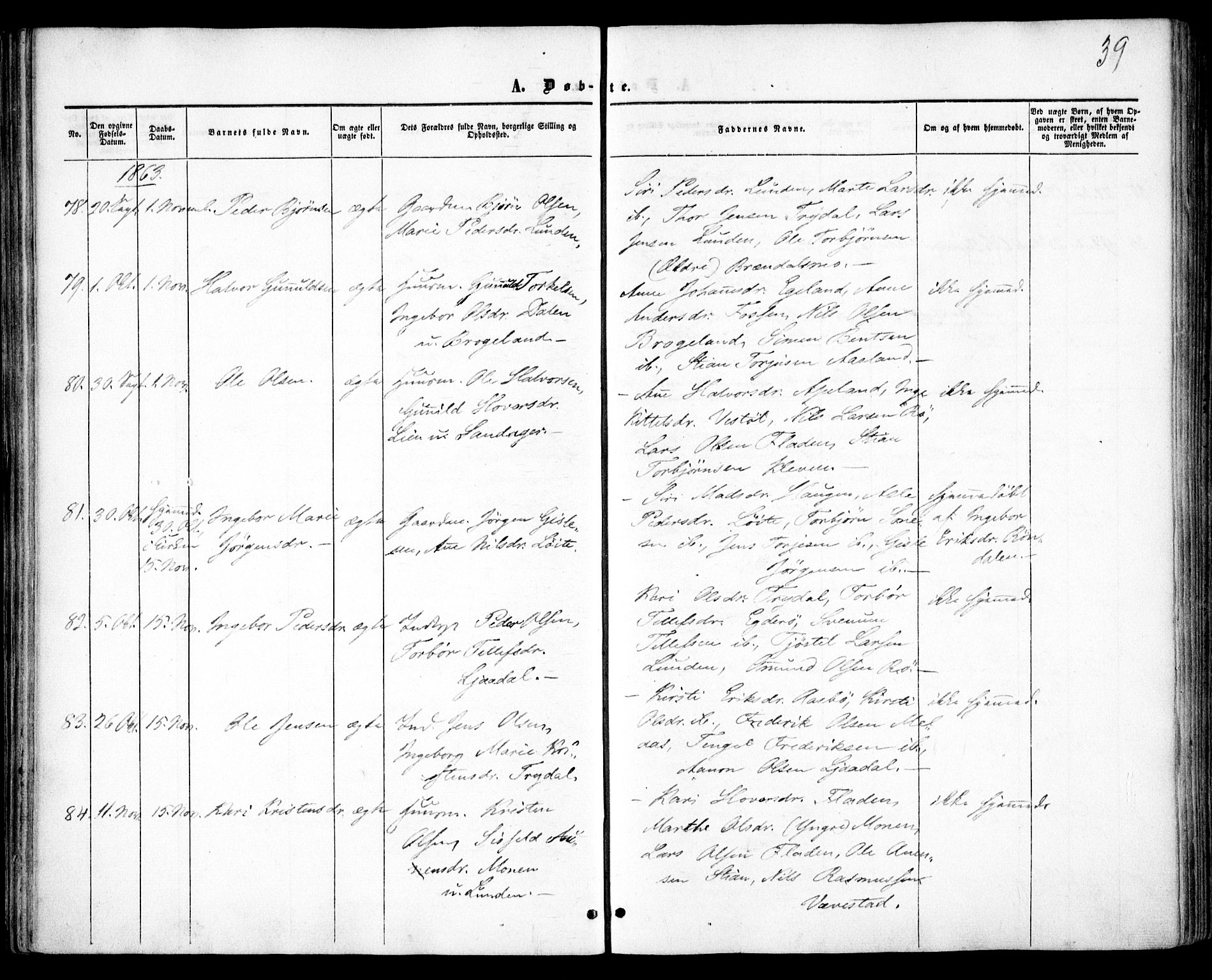 Gjerstad sokneprestkontor, AV/SAK-1111-0014/F/Fa/Faa/L0007: Parish register (official) no. A 7, 1858-1875, p. 39