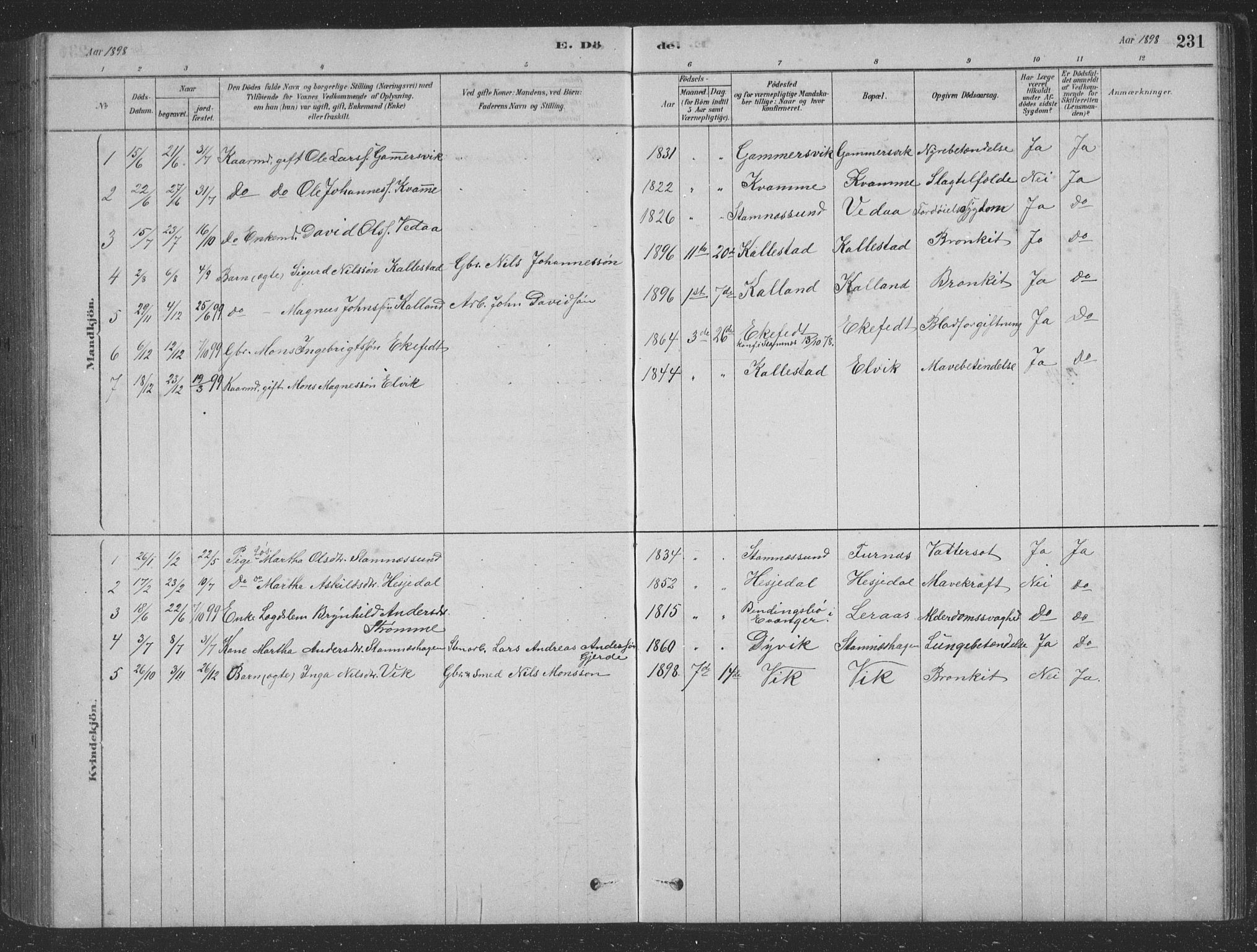 Vaksdal Sokneprestembete, SAB/A-78901/H/Hab: Parish register (copy) no. D 1, 1878-1939, p. 231