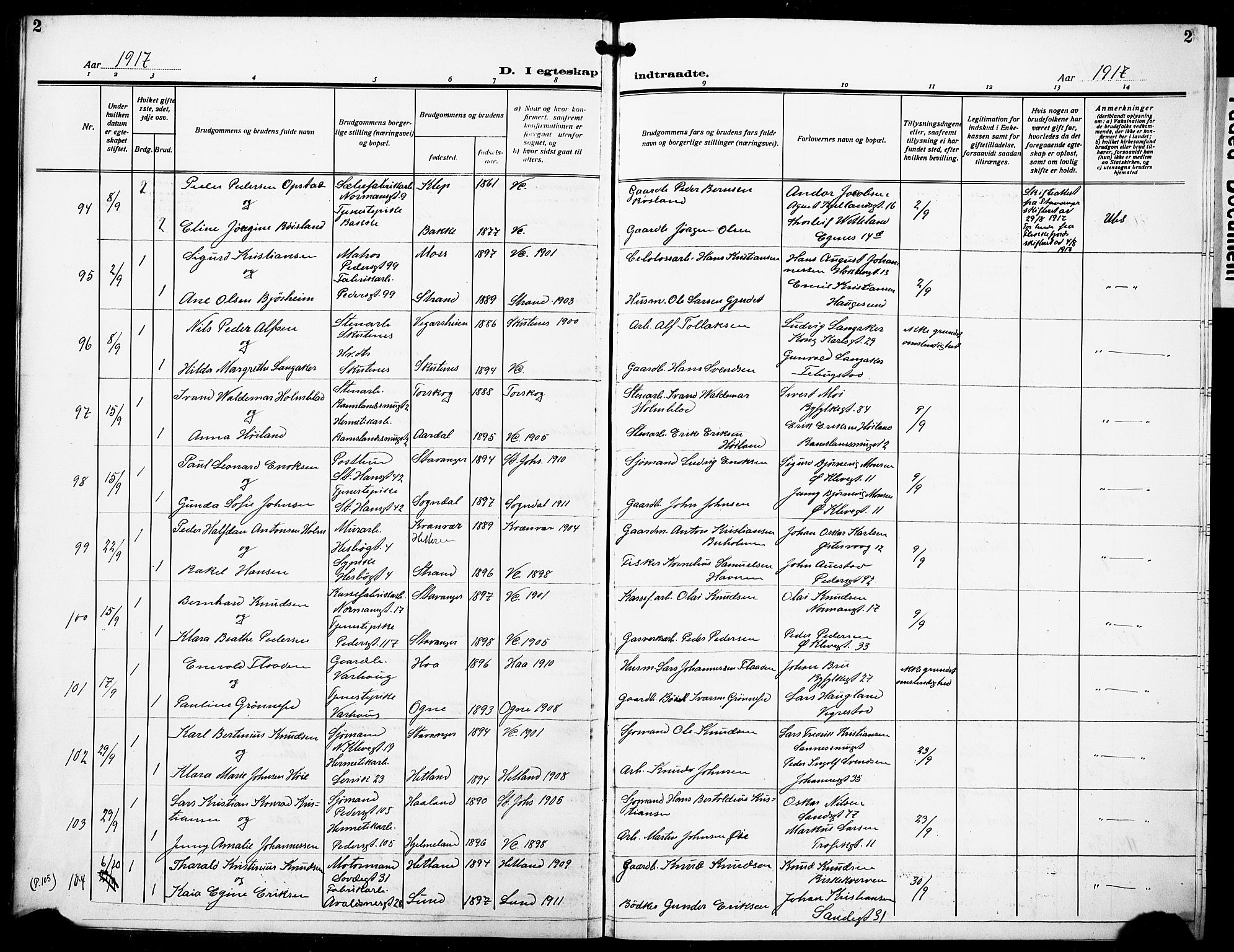 St. Johannes sokneprestkontor, AV/SAST-A-101814/001/30/30BB/L0007: Parish register (copy) no. B 7, 1917-1932, p. 2