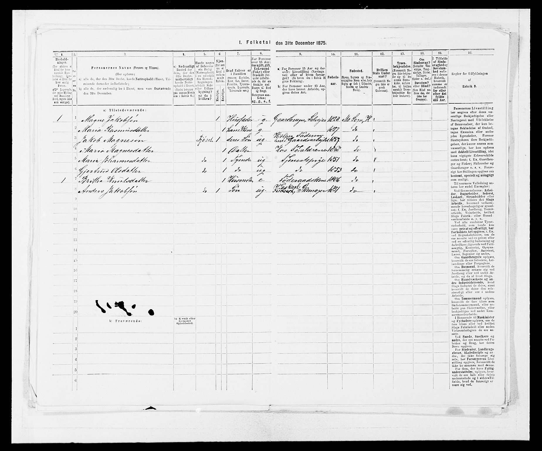 SAB, 1875 census for 1253P Hosanger, 1875, p. 624