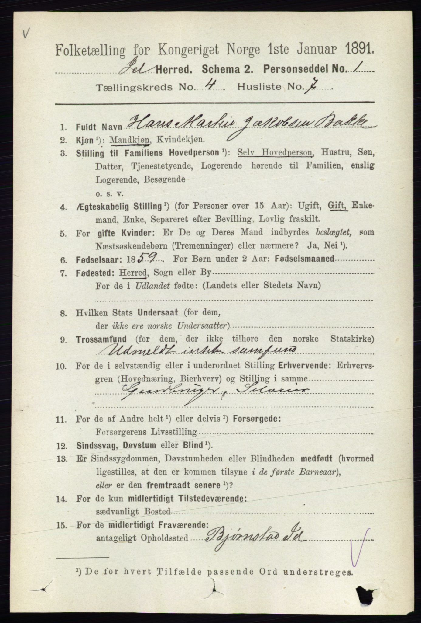 RA, 1891 census for 0117 Idd, 1891, p. 2919