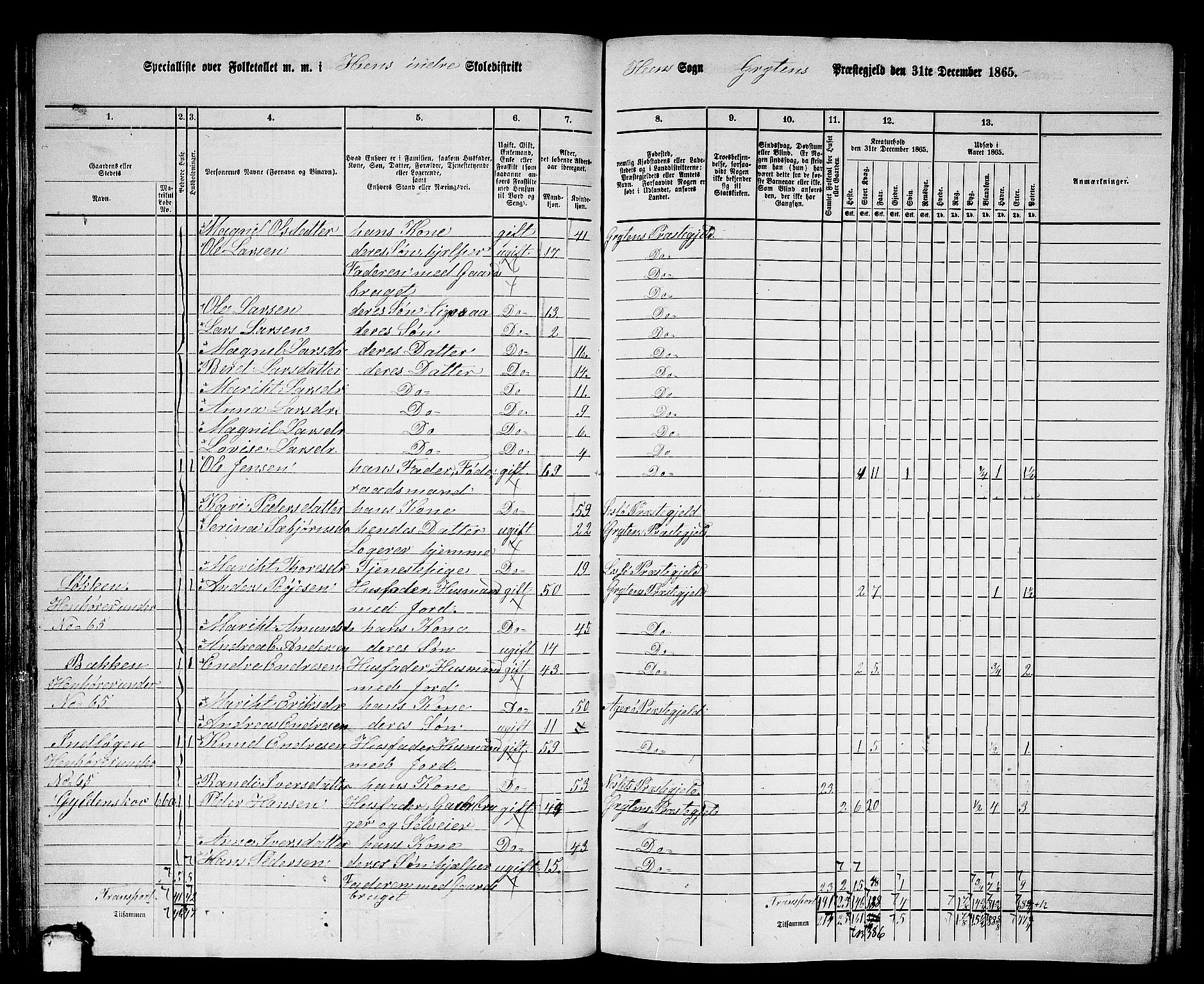 RA, 1865 census for Grytten, 1865, p. 54