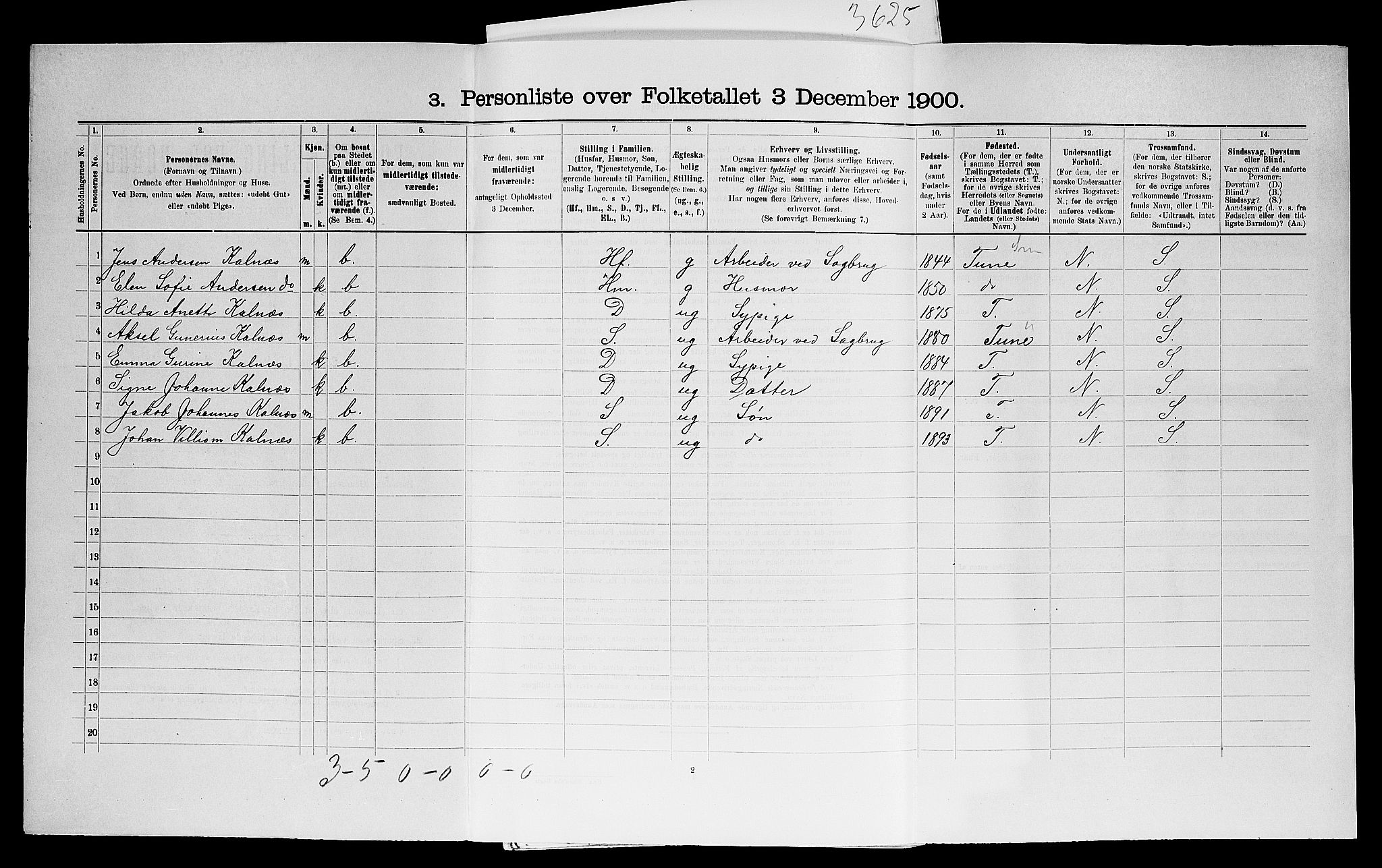 SAO, 1900 census for Onsøy, 1900, p. 772