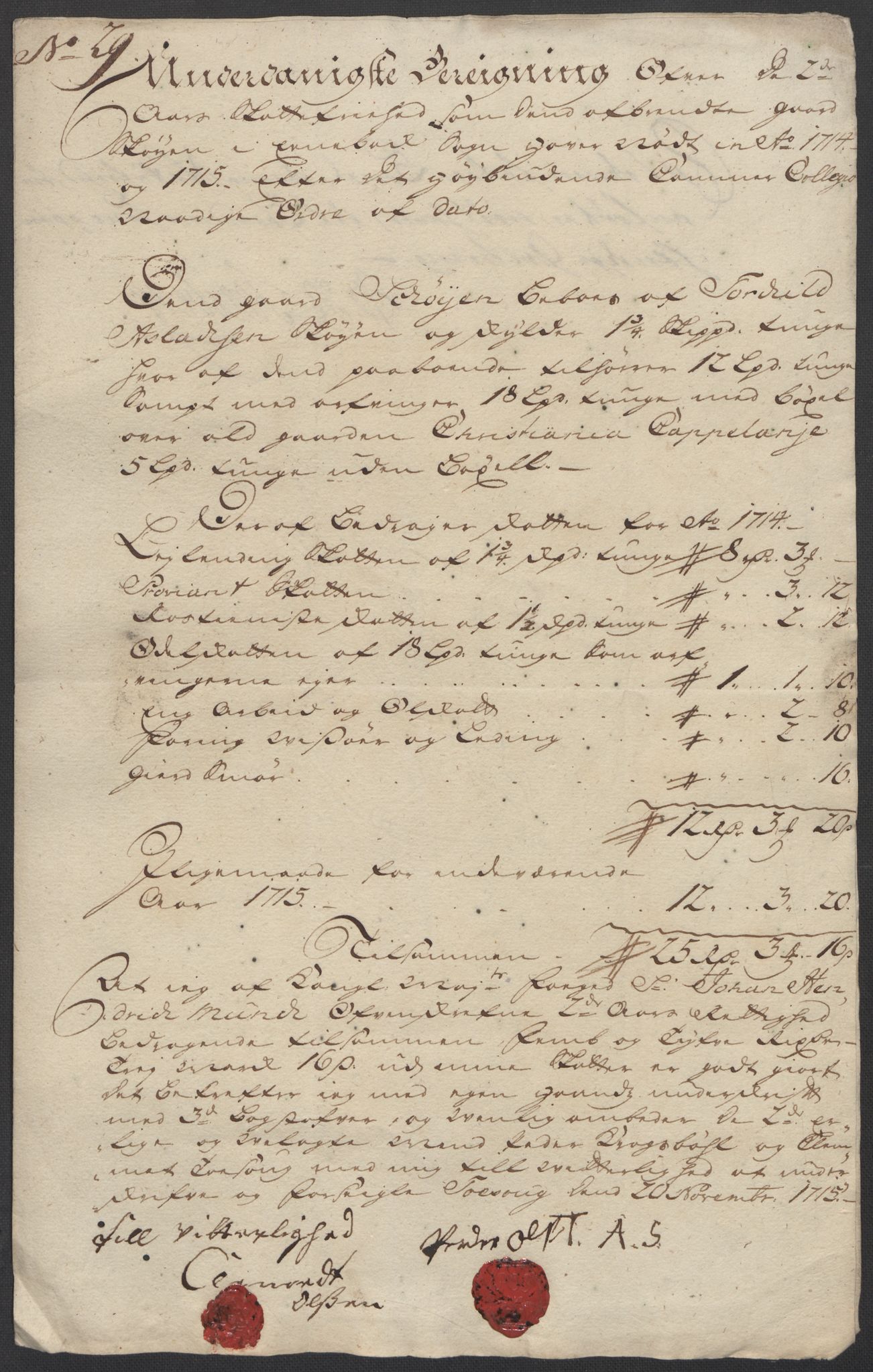 Rentekammeret inntil 1814, Reviderte regnskaper, Fogderegnskap, AV/RA-EA-4092/R11/L0597: Fogderegnskap Nedre Romerike, 1715, p. 264