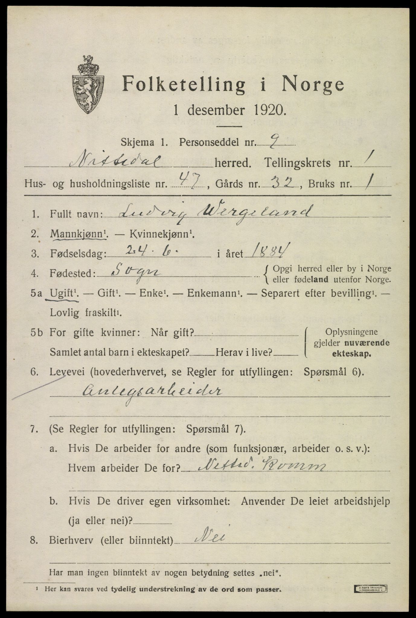 SAO, 1920 census for Nittedal, 1920, p. 1768