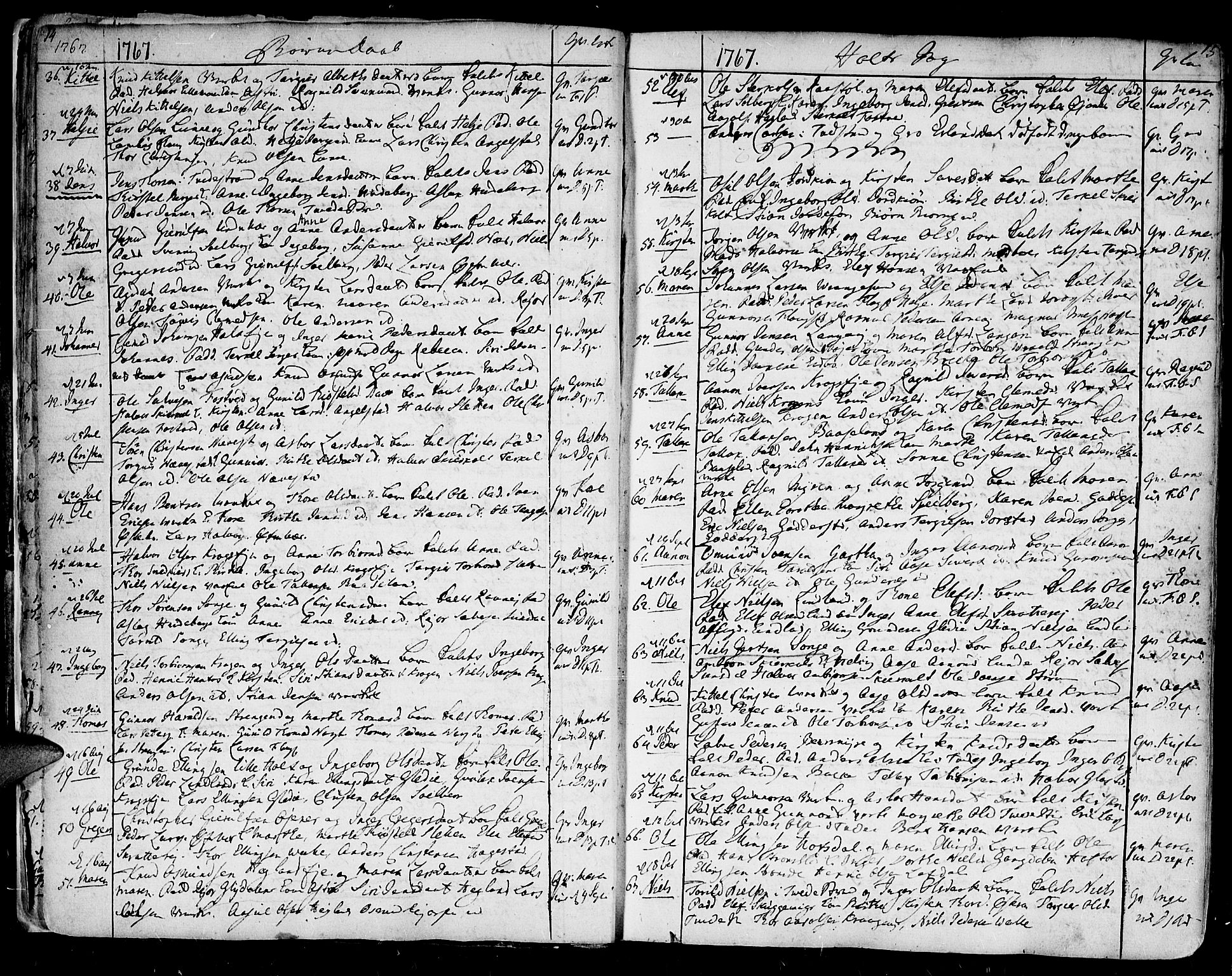 Holt sokneprestkontor, SAK/1111-0021/F/Fa/L0003: Parish register (official) no. A 3, 1765-1798, p. 14-15