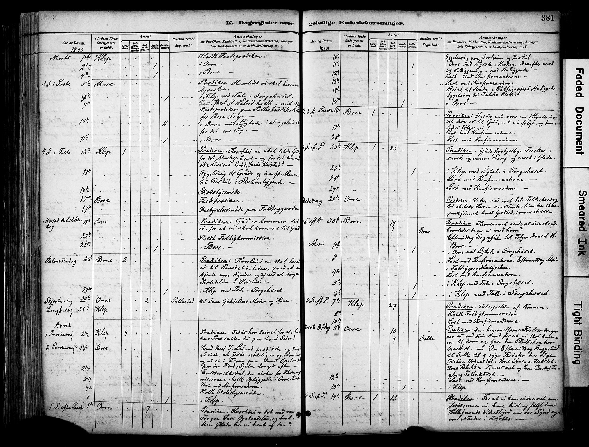 Klepp sokneprestkontor, AV/SAST-A-101803/001/3/30BA/L0009: Parish register (official) no. A 7, 1886-1915, p. 381