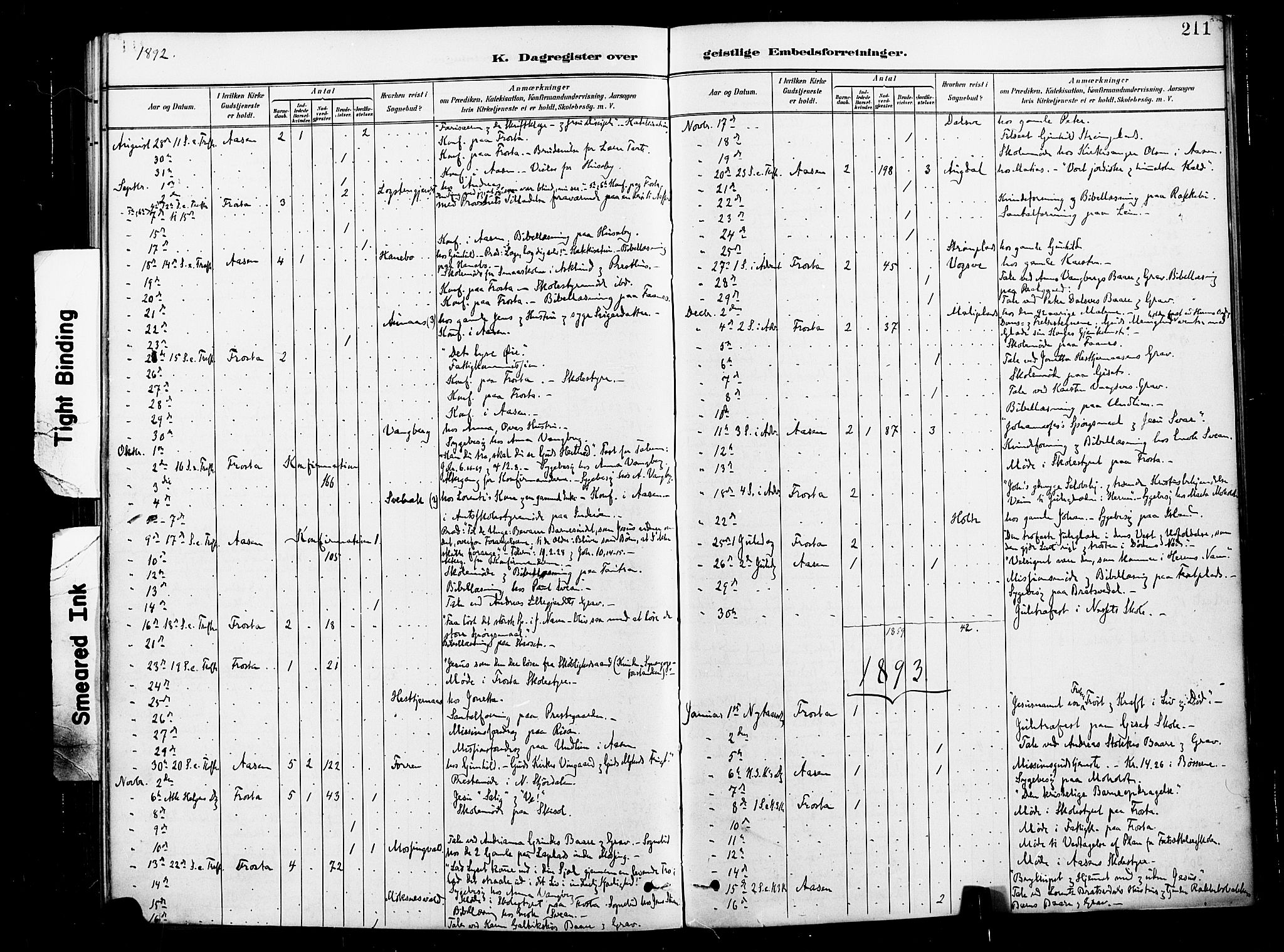 Ministerialprotokoller, klokkerbøker og fødselsregistre - Nord-Trøndelag, SAT/A-1458/713/L0121: Parish register (official) no. 713A10, 1888-1898, p. 211
