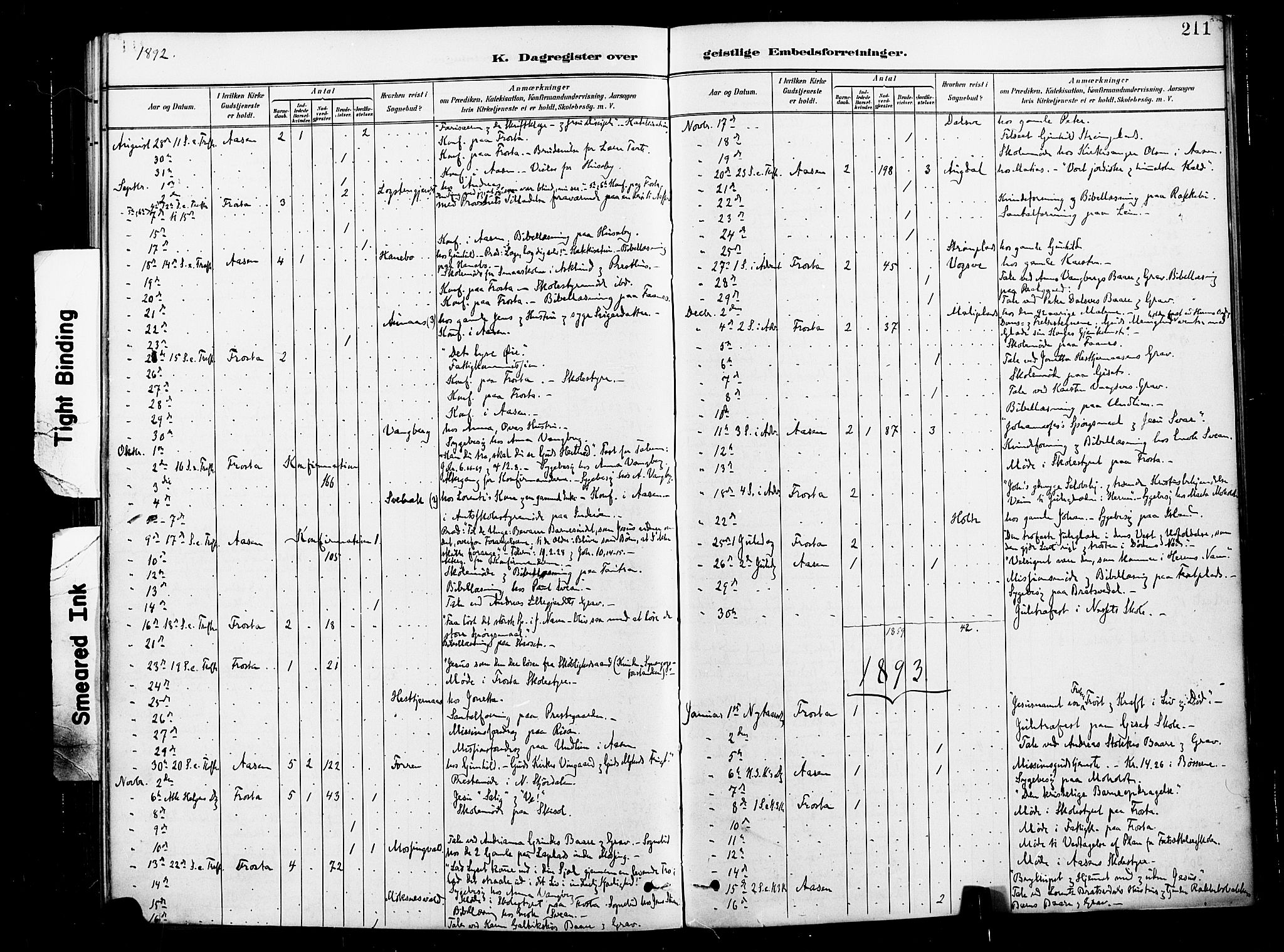 Ministerialprotokoller, klokkerbøker og fødselsregistre - Nord-Trøndelag, AV/SAT-A-1458/713/L0121: Parish register (official) no. 713A10, 1888-1898, p. 211