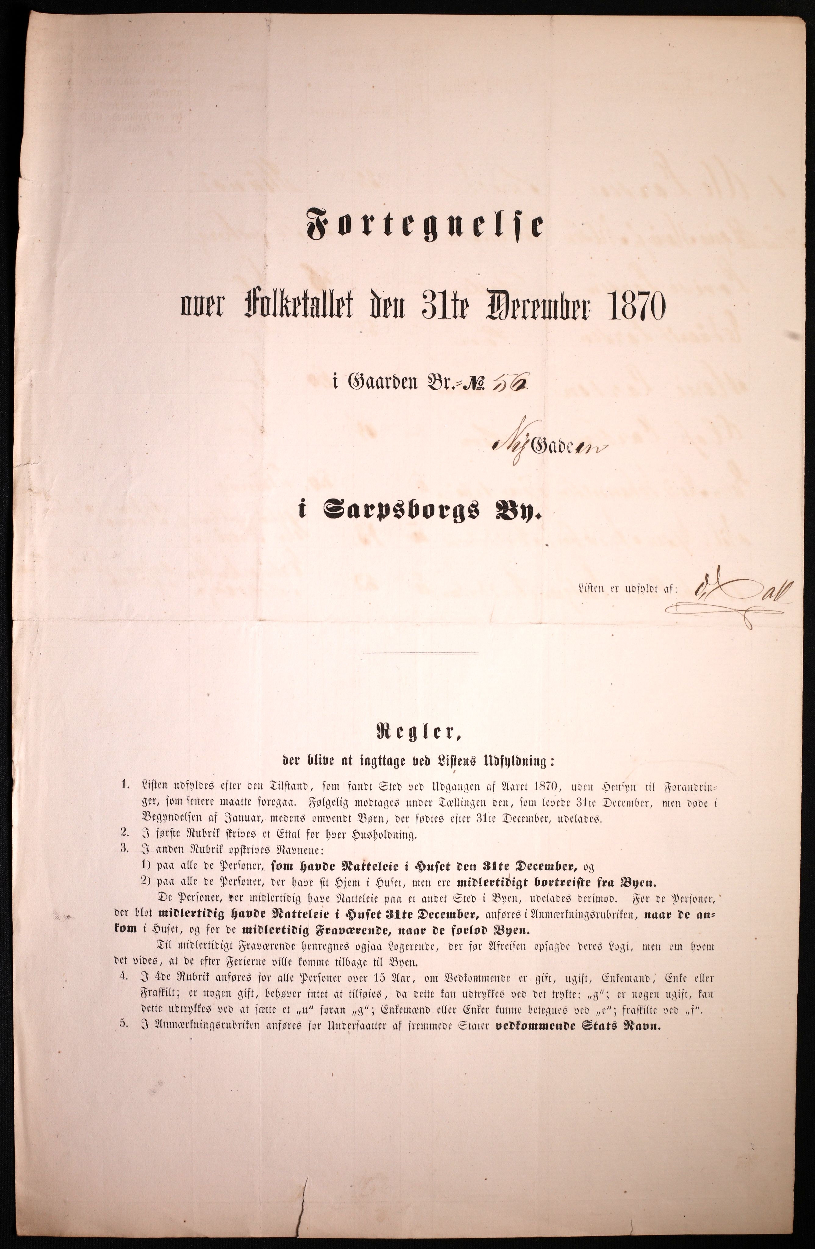 RA, 1870 census for 0102 Sarpsborg, 1870, p. 379