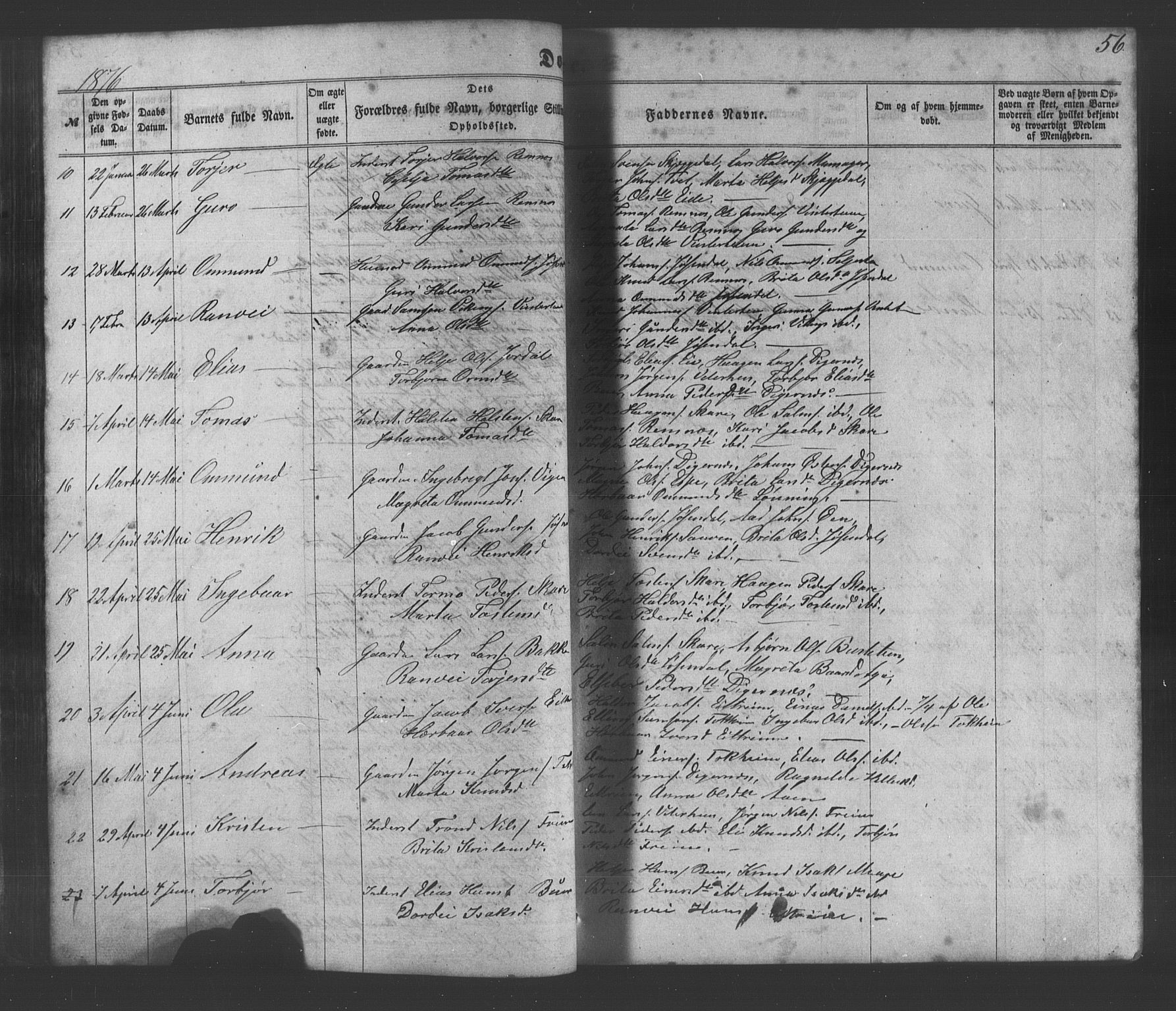 Odda Sokneprestembete, SAB/A-77201/H/Hab: Parish register (copy) no. A 4, 1858-1886, p. 56
