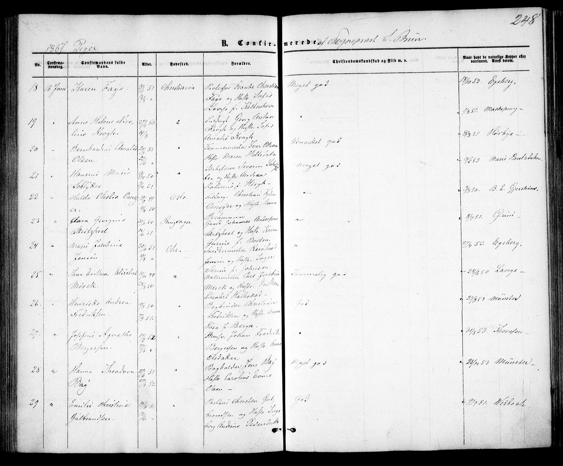 Trefoldighet prestekontor Kirkebøker, AV/SAO-A-10882/F/Fb/L0001: Parish register (official) no. II 1, 1858-1871, p. 248