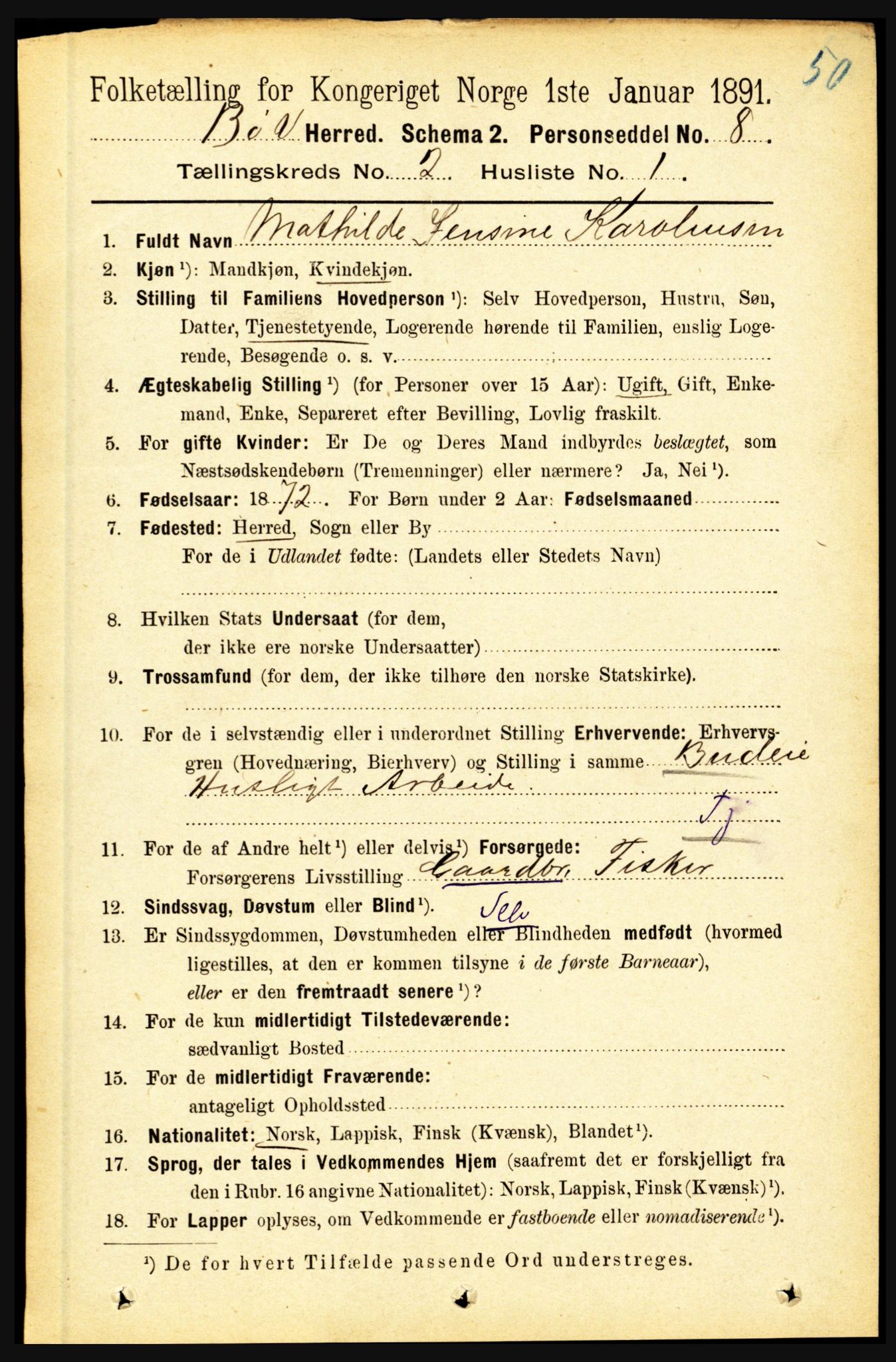 RA, 1891 census for 1867 Bø, 1891, p. 552