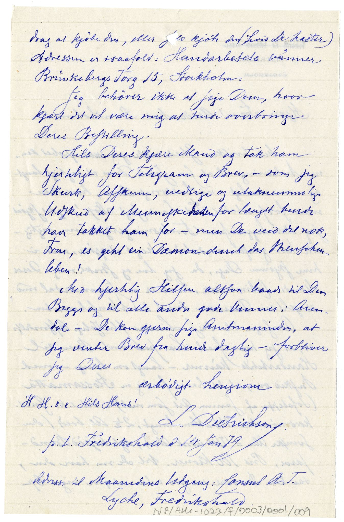 Diderik Maria Aalls brevsamling, NF/Ark-1023/F/L0003: D.M. Aalls brevsamling. D - G, 1797-1889, p. 17