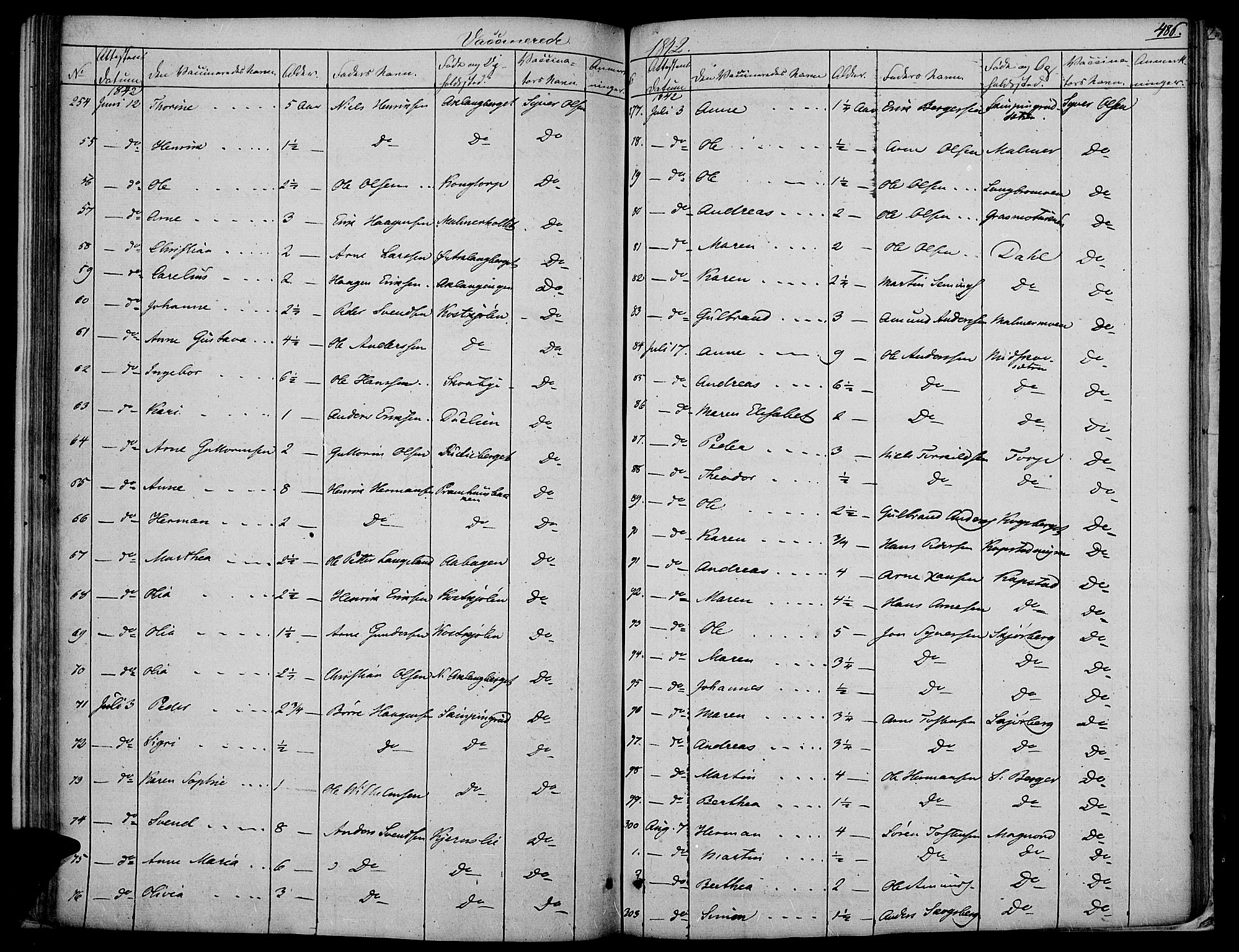 Vinger prestekontor, AV/SAH-PREST-024/H/Ha/Haa/L0008: Parish register (official) no. 8, 1839-1847, p. 486