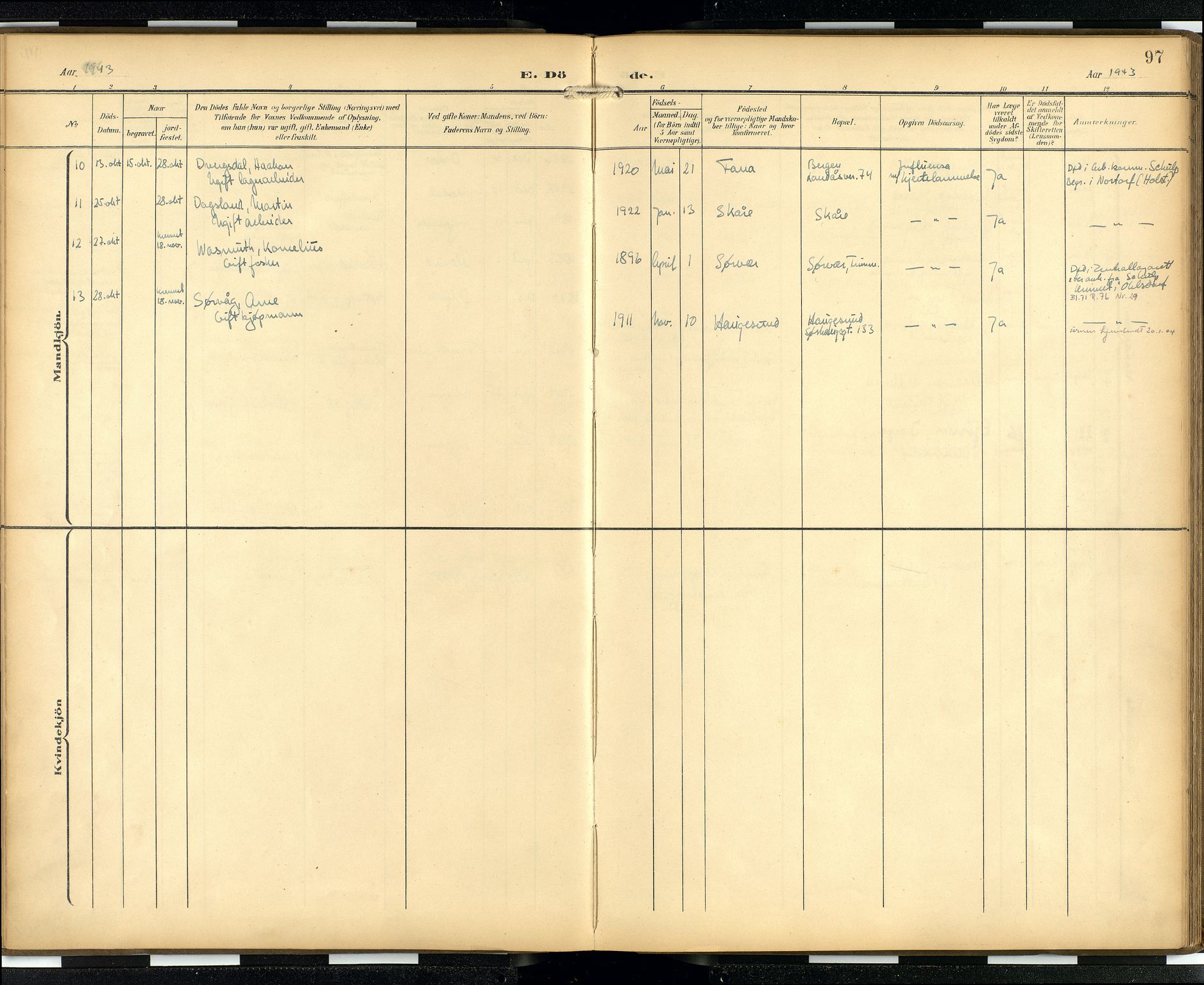 Den norske sjømannsmisjon i utlandet/Hamburg, AV/SAB-SAB/PA-0107/H/Ha/L0001: Parish register (official) no. A 1, 1907-1951, p. 96b-97a