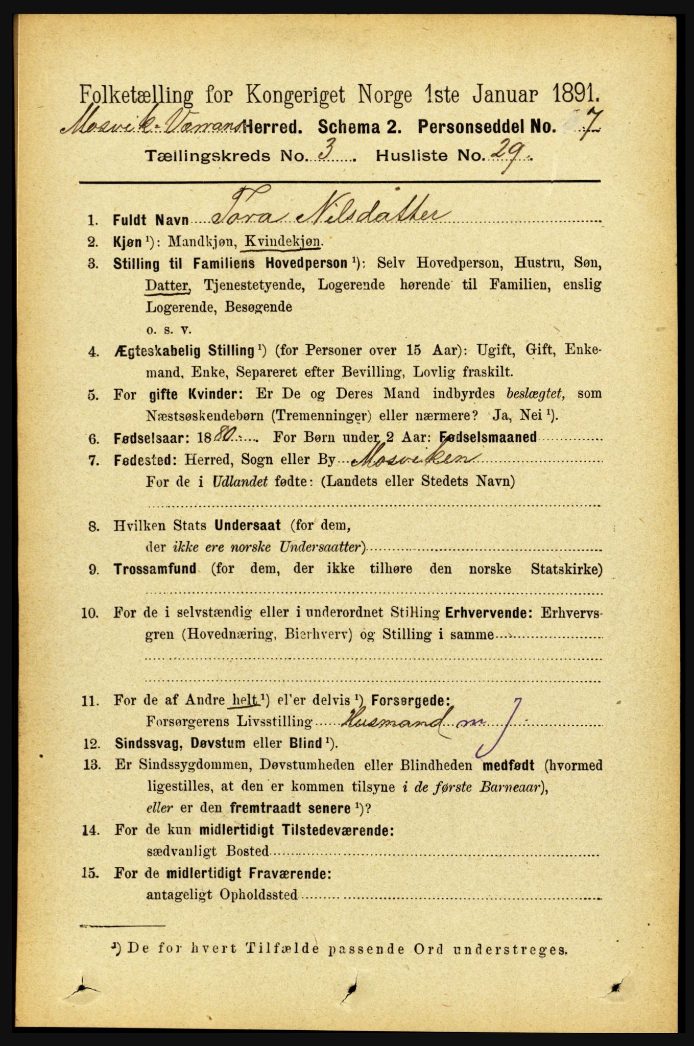 RA, 1891 census for 1723 Mosvik og Verran, 1891, p. 1117