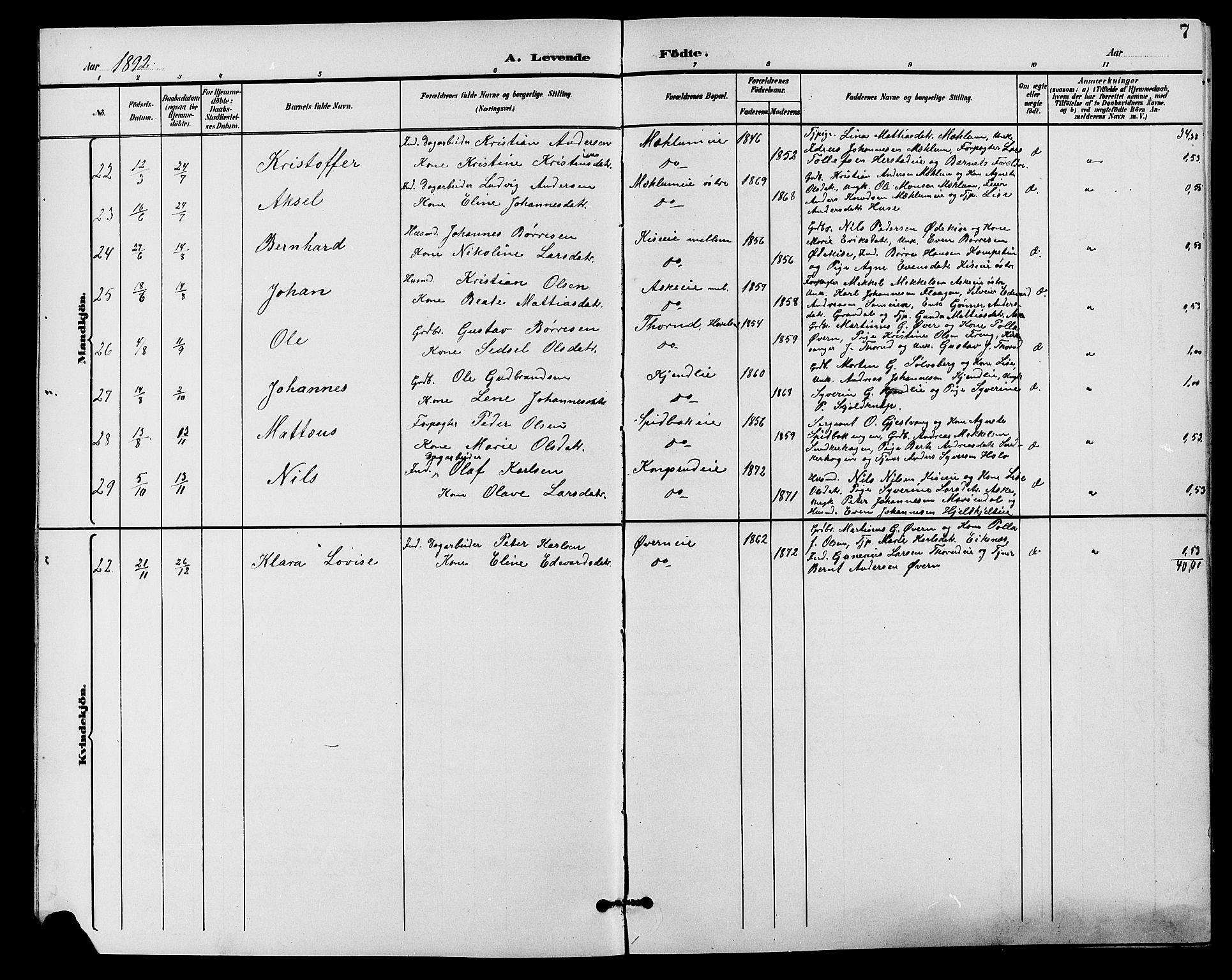 Nes prestekontor, Hedmark, AV/SAH-PREST-020/L/La/L0007: Parish register (copy) no. 7, 1892-1912, p. 7