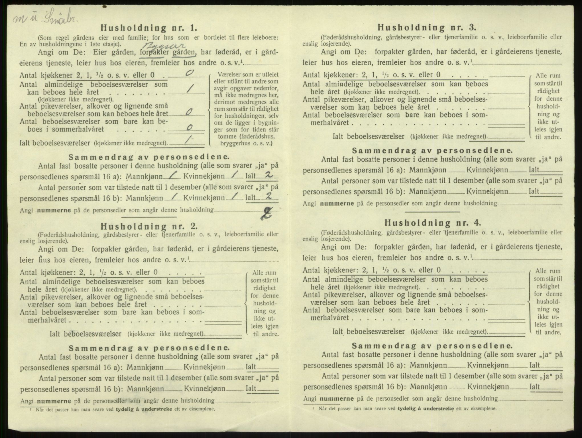 SAB, 1920 census for Brekke, 1920, p. 299