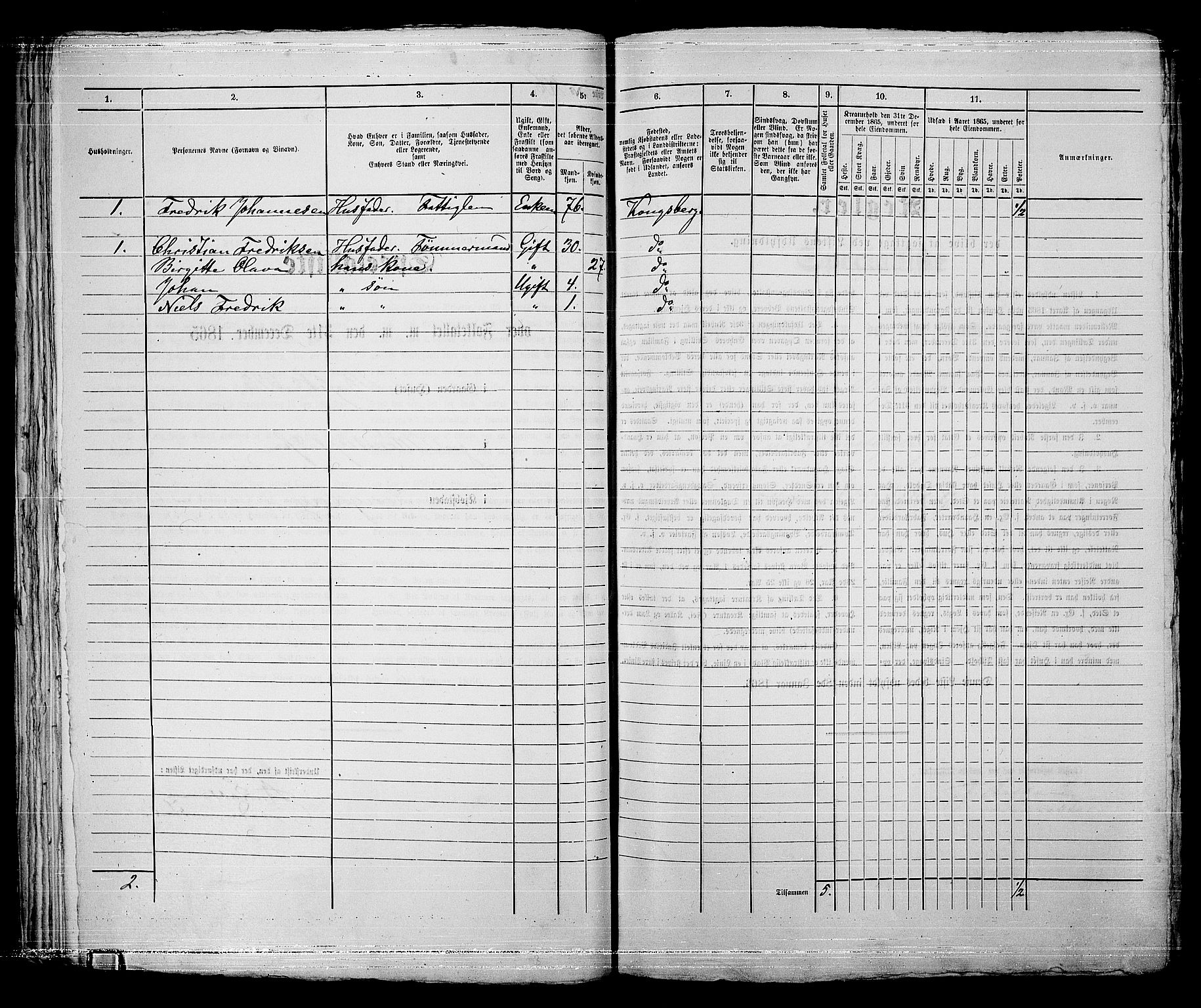 RA, 1865 census for Kongsberg/Kongsberg, 1865, p. 632