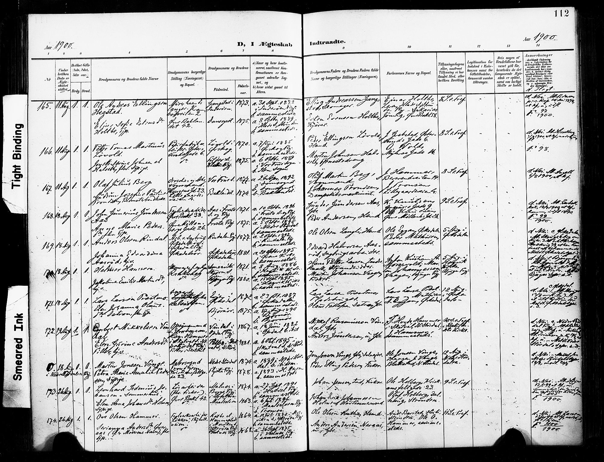 Ministerialprotokoller, klokkerbøker og fødselsregistre - Sør-Trøndelag, AV/SAT-A-1456/604/L0198: Parish register (official) no. 604A19, 1893-1900, p. 112