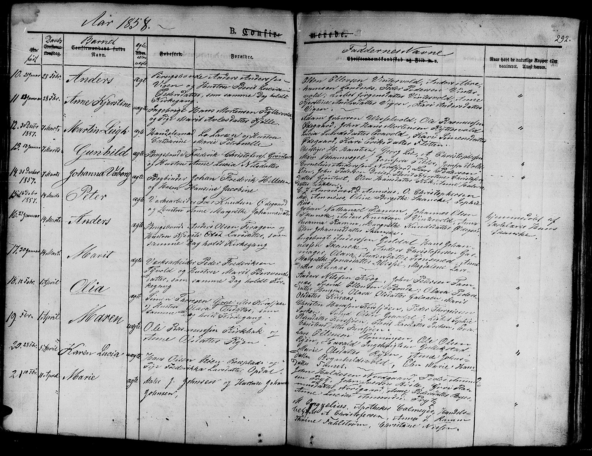Ministerialprotokoller, klokkerbøker og fødselsregistre - Sør-Trøndelag, SAT/A-1456/681/L0938: Parish register (copy) no. 681C02, 1829-1879, p. 292