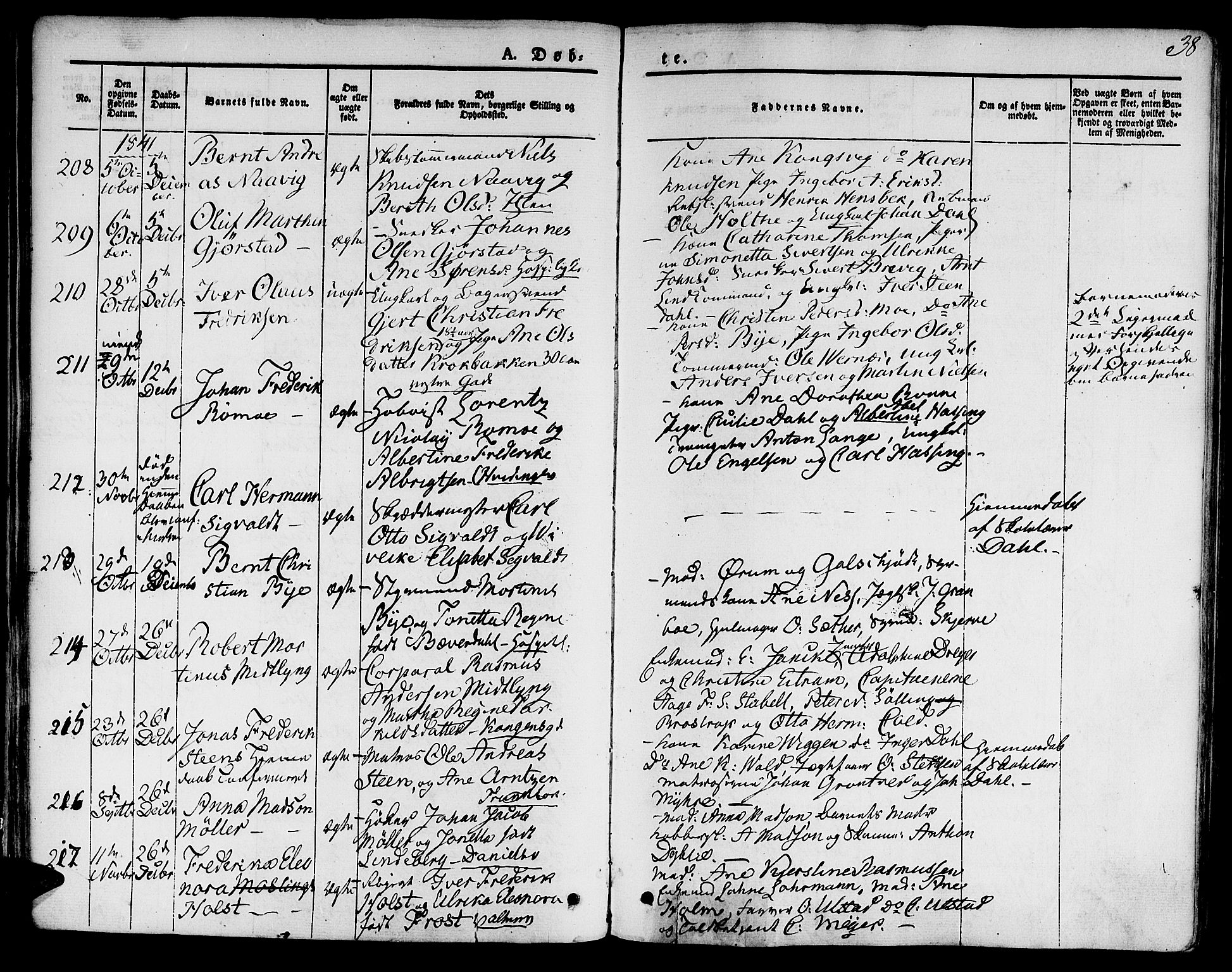 Ministerialprotokoller, klokkerbøker og fødselsregistre - Sør-Trøndelag, SAT/A-1456/601/L0048: Parish register (official) no. 601A16, 1840-1847, p. 38