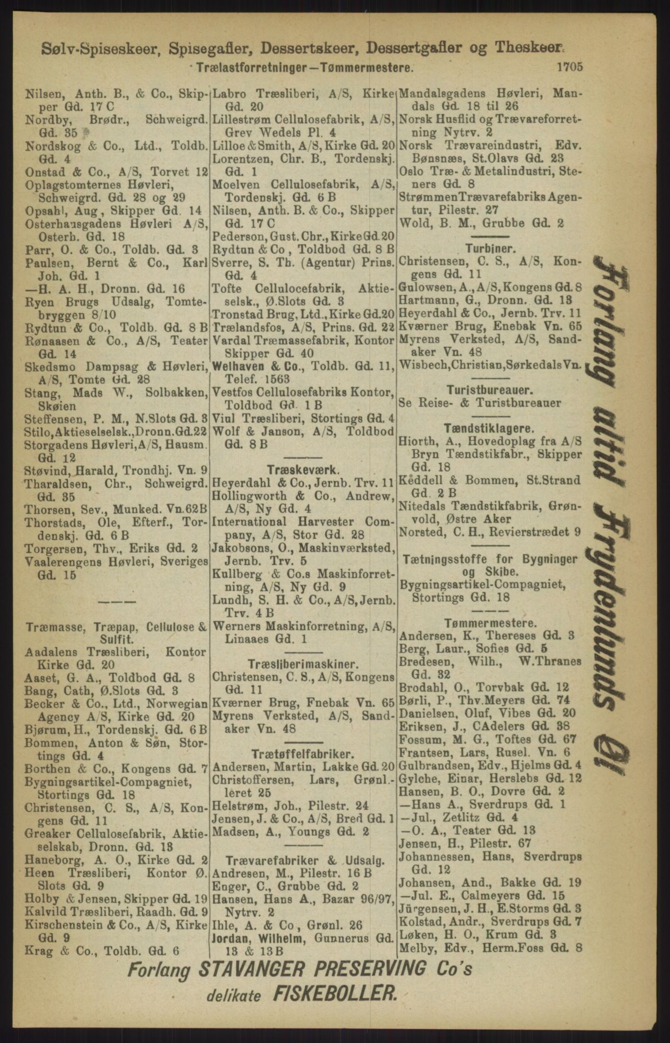 Kristiania/Oslo adressebok, PUBL/-, 1911, p. 1705