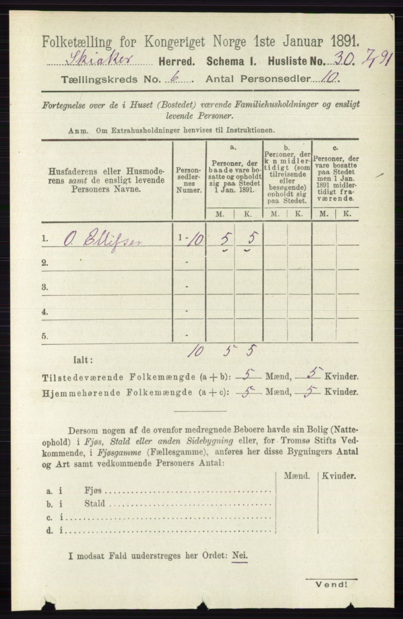 RA, 1891 census for 0513 Skjåk, 1891, p. 2011