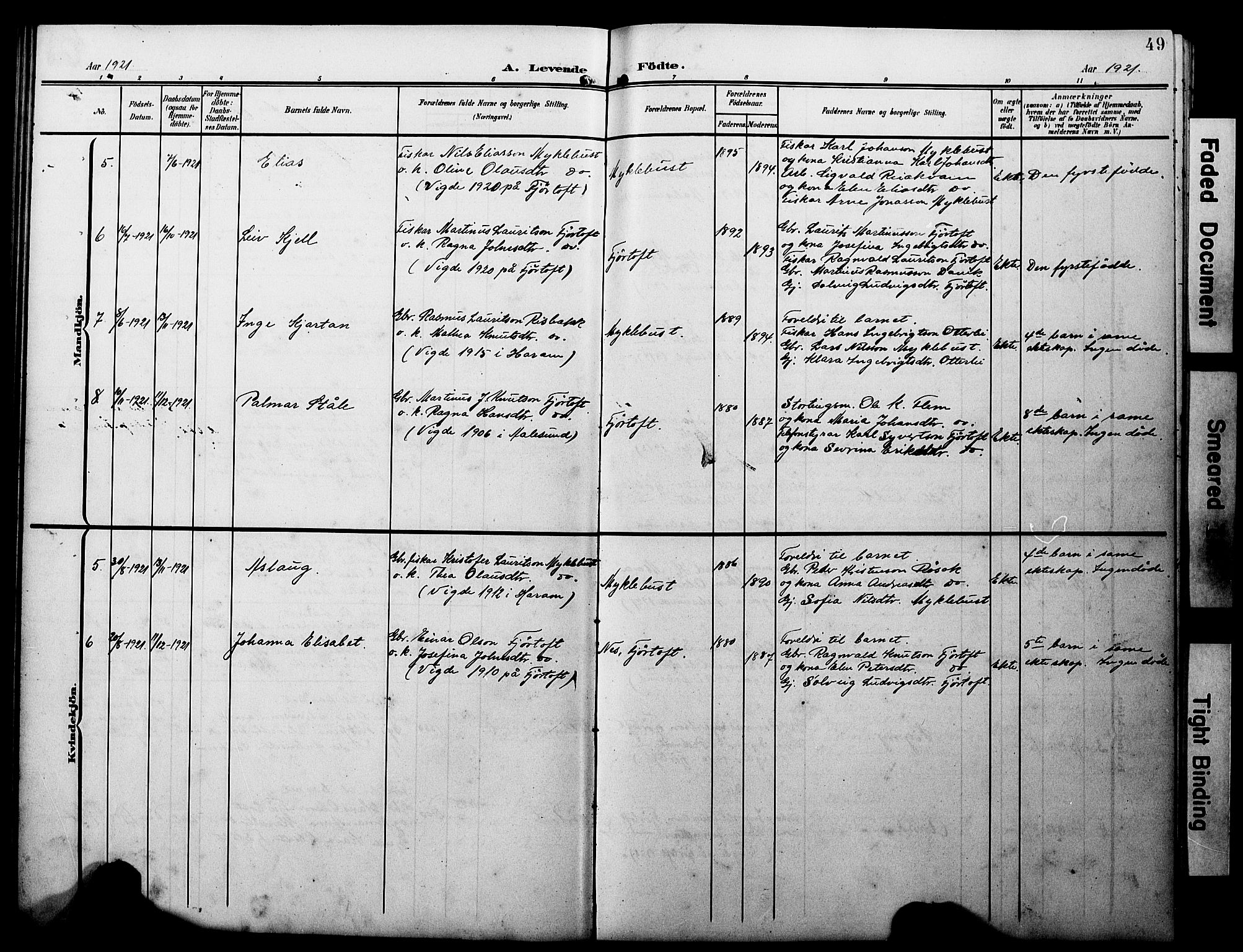 Ministerialprotokoller, klokkerbøker og fødselsregistre - Møre og Romsdal, AV/SAT-A-1454/538/L0524: Parish register (copy) no. 538C02, 1901-1931, p. 49