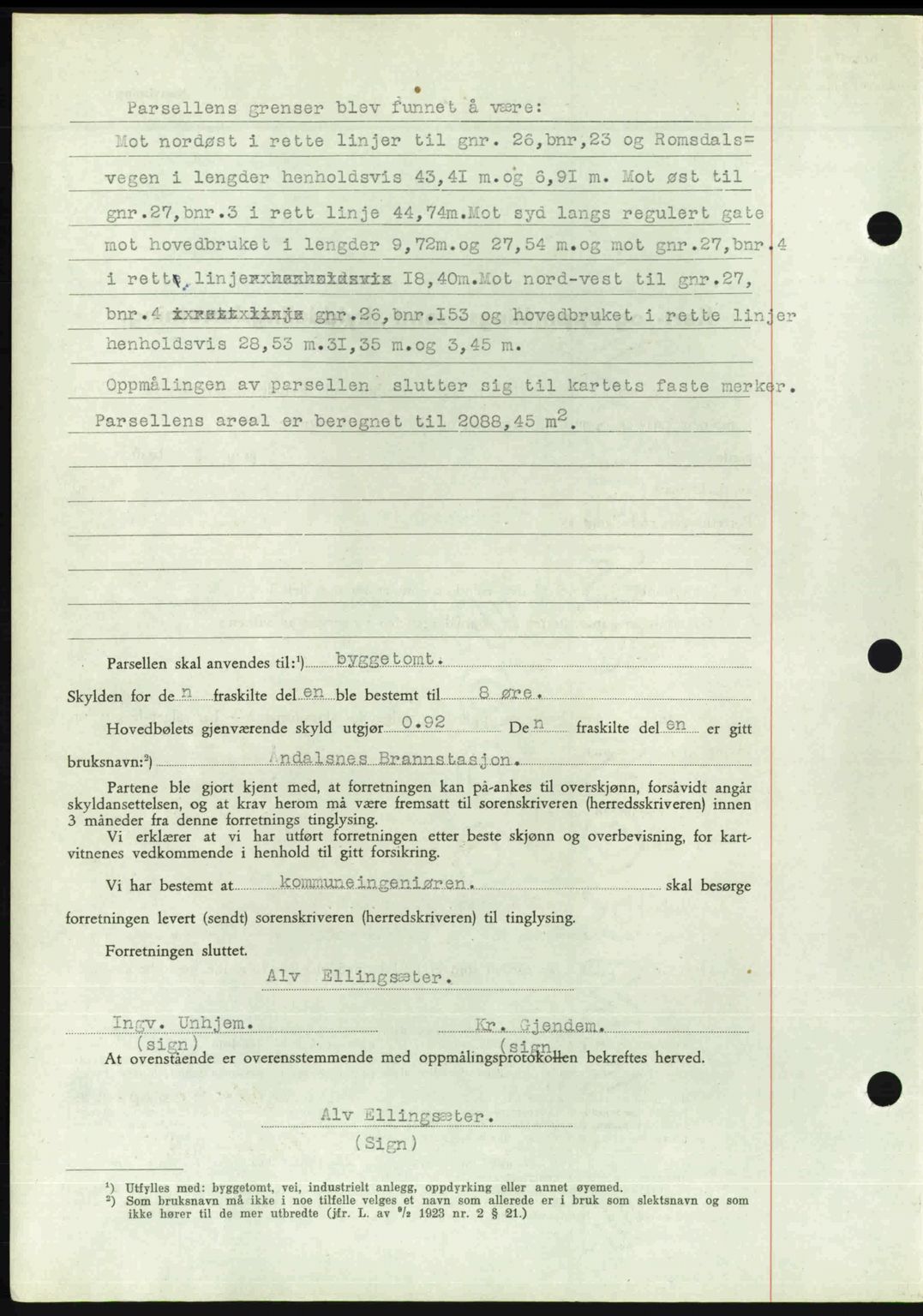 Romsdal sorenskriveri, AV/SAT-A-4149/1/2/2C: Mortgage book no. A26, 1948-1948, Diary no: : 1912/1948