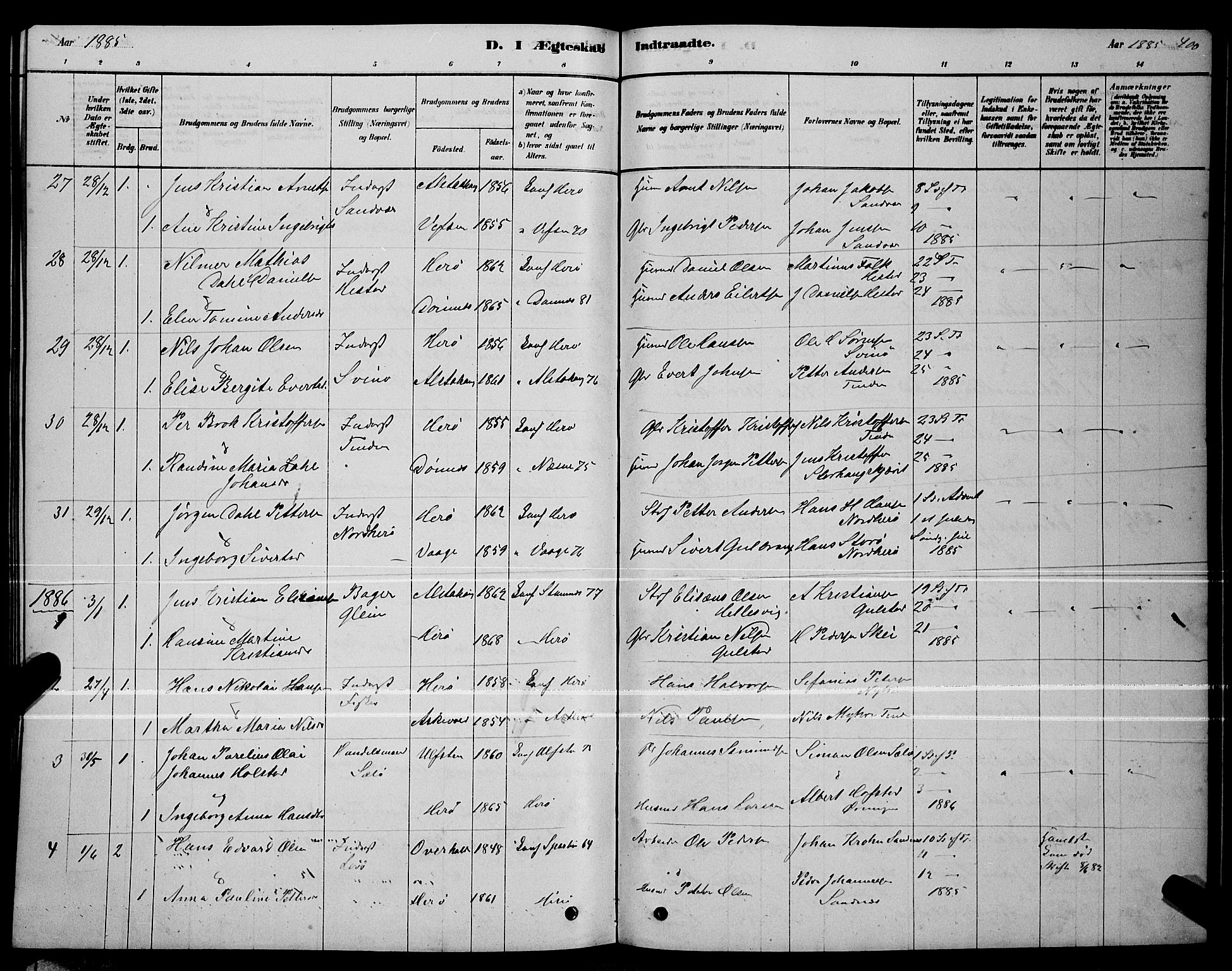 Ministerialprotokoller, klokkerbøker og fødselsregistre - Nordland, AV/SAT-A-1459/834/L0513: Parish register (copy) no. 834C04, 1877-1892, p. 400