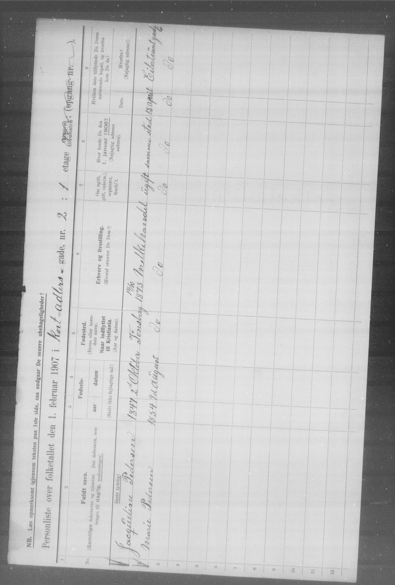 OBA, Municipal Census 1907 for Kristiania, 1907, p. 6916